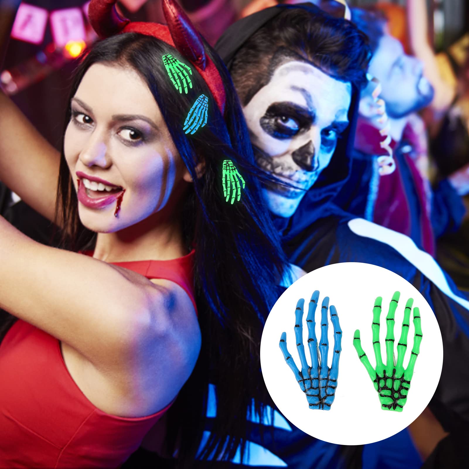 Kuuleyn Halloween fermagli capelli scheletro 6 pezzi blu verde