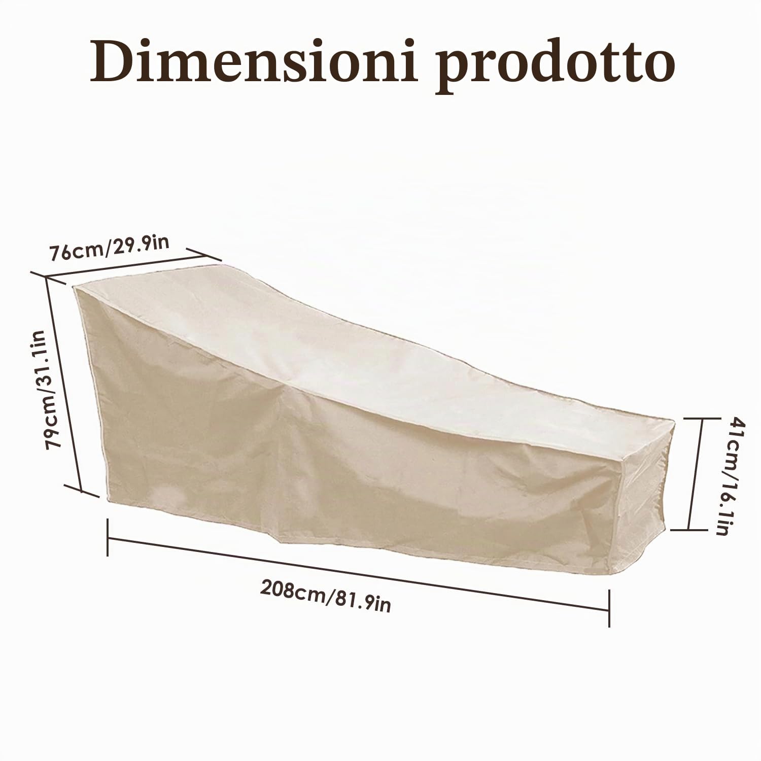 Hapivida Copertura Chaise Longue 208cm Beige 2 Pezzi