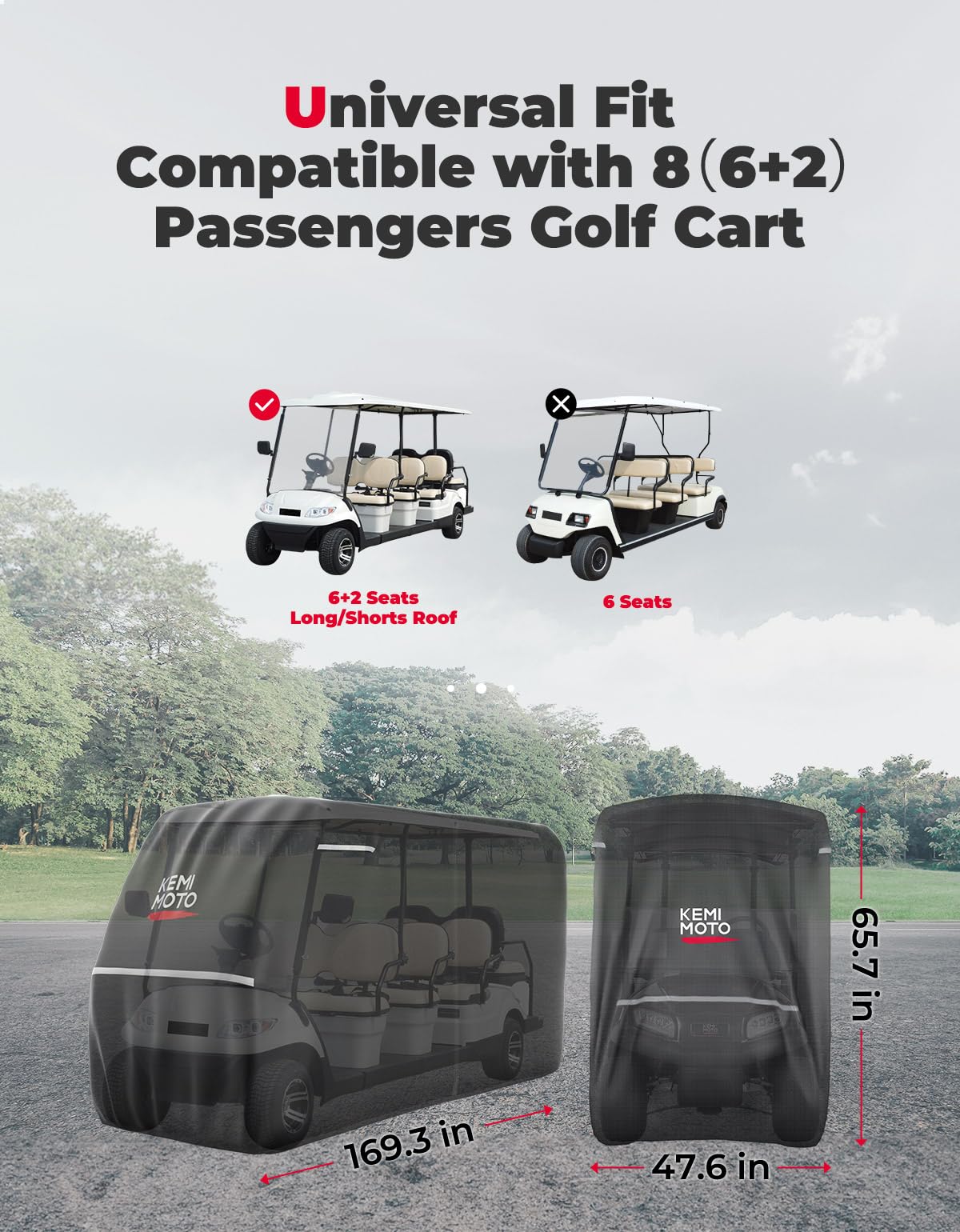 KEMIMOTO 600D telo golf cart impermeabile 8 posti