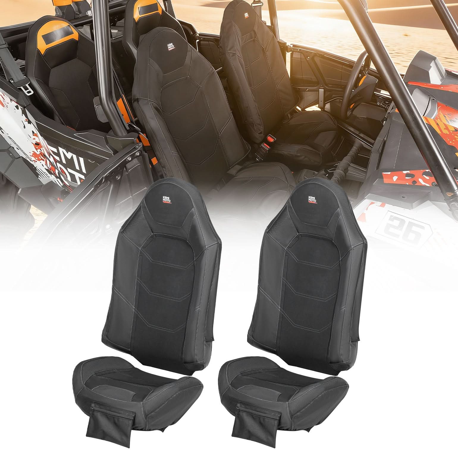 KEMIMOTO RZR XP 1000 coprisedili 2 pezzi con tasca