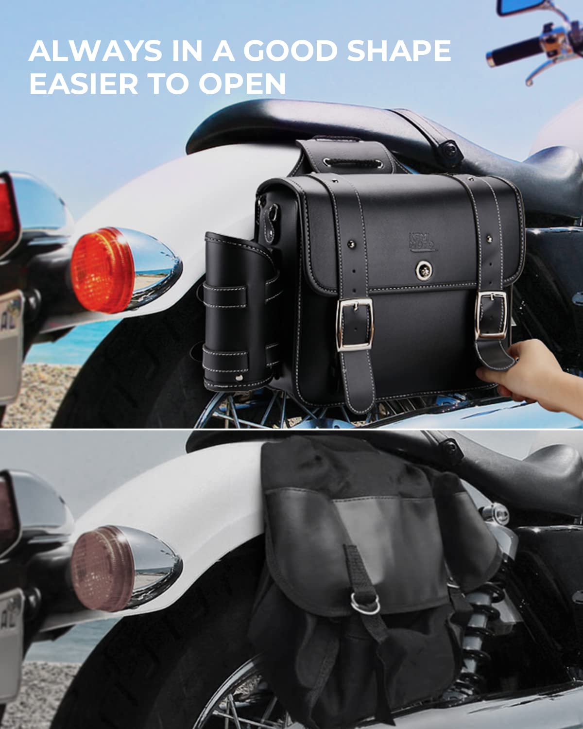 KEMIMOTO Sportster borse laterali moto pelle 20L coppia