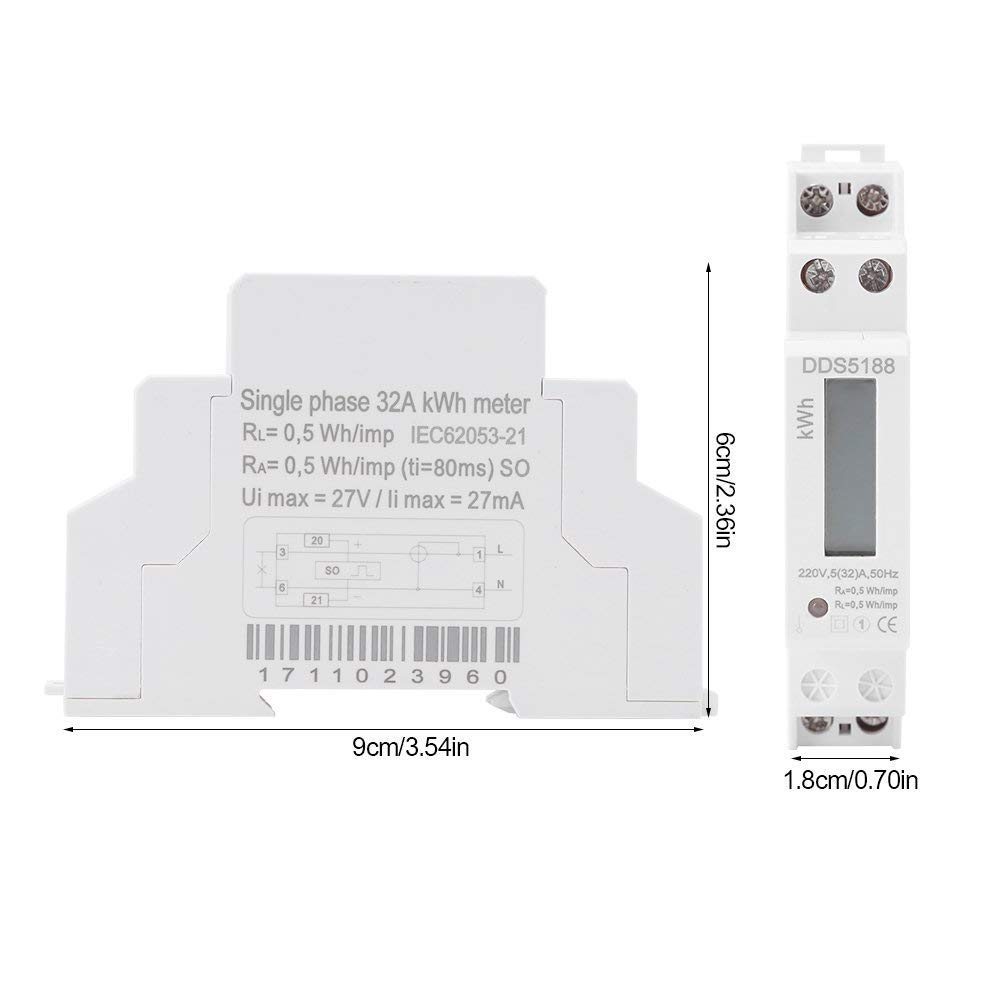 Kuuleyn Contatore Elettrico Monofase 5-32A LCD 220V