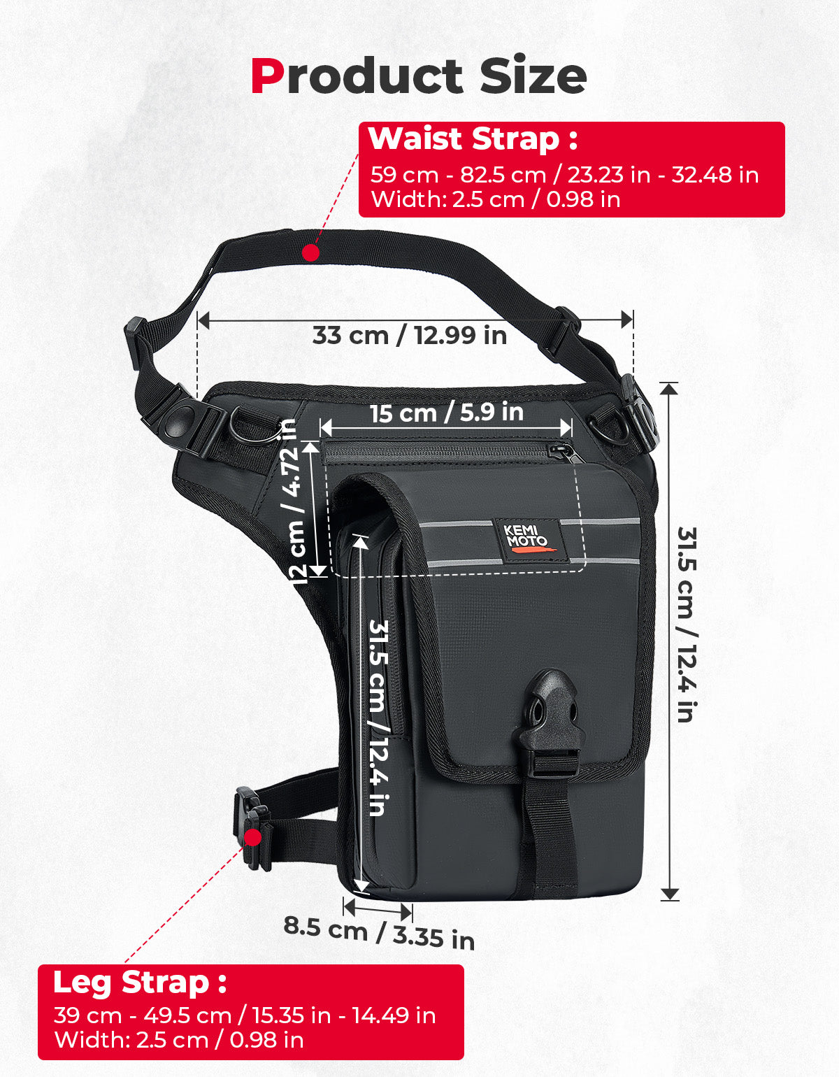 KEMIMOTO Leg Bag borsa coscia moto impermeabile 2,3L
