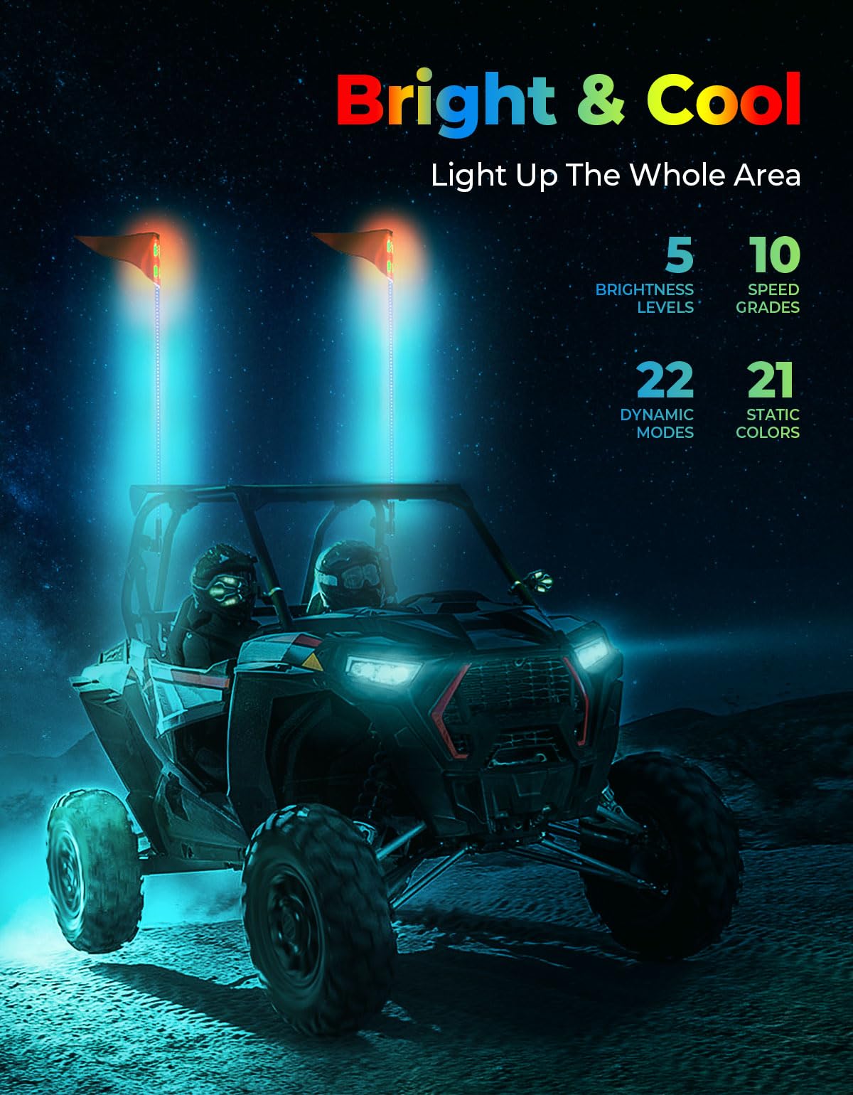 KEMIMOTO Defender DRL + whip light LED 12V impermeabili IP67