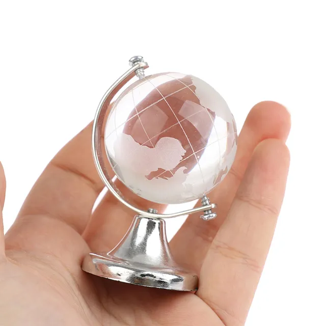 Hapivida Mini Mappamondo Cristallo 6,5 cm Argento Vetro