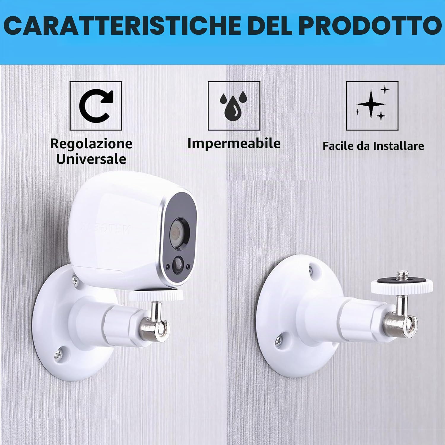 Kuuleyn supporto parete telecamera 2 pezzi alluminio 360°