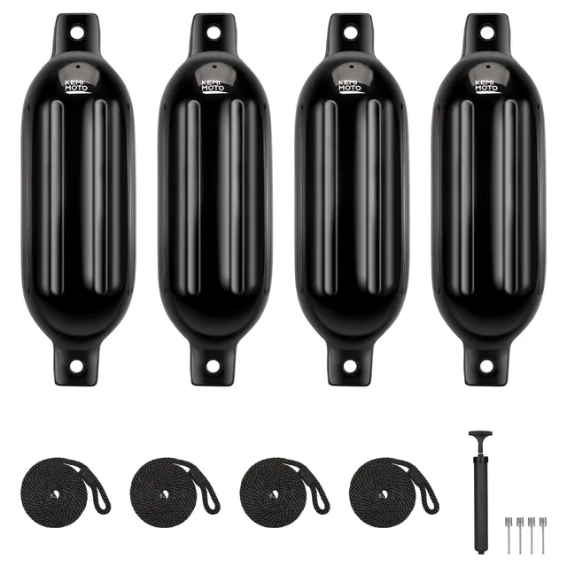 KEMIMOTO parabordi gonfiabili barca 25-35ft set 4 pezzi neri