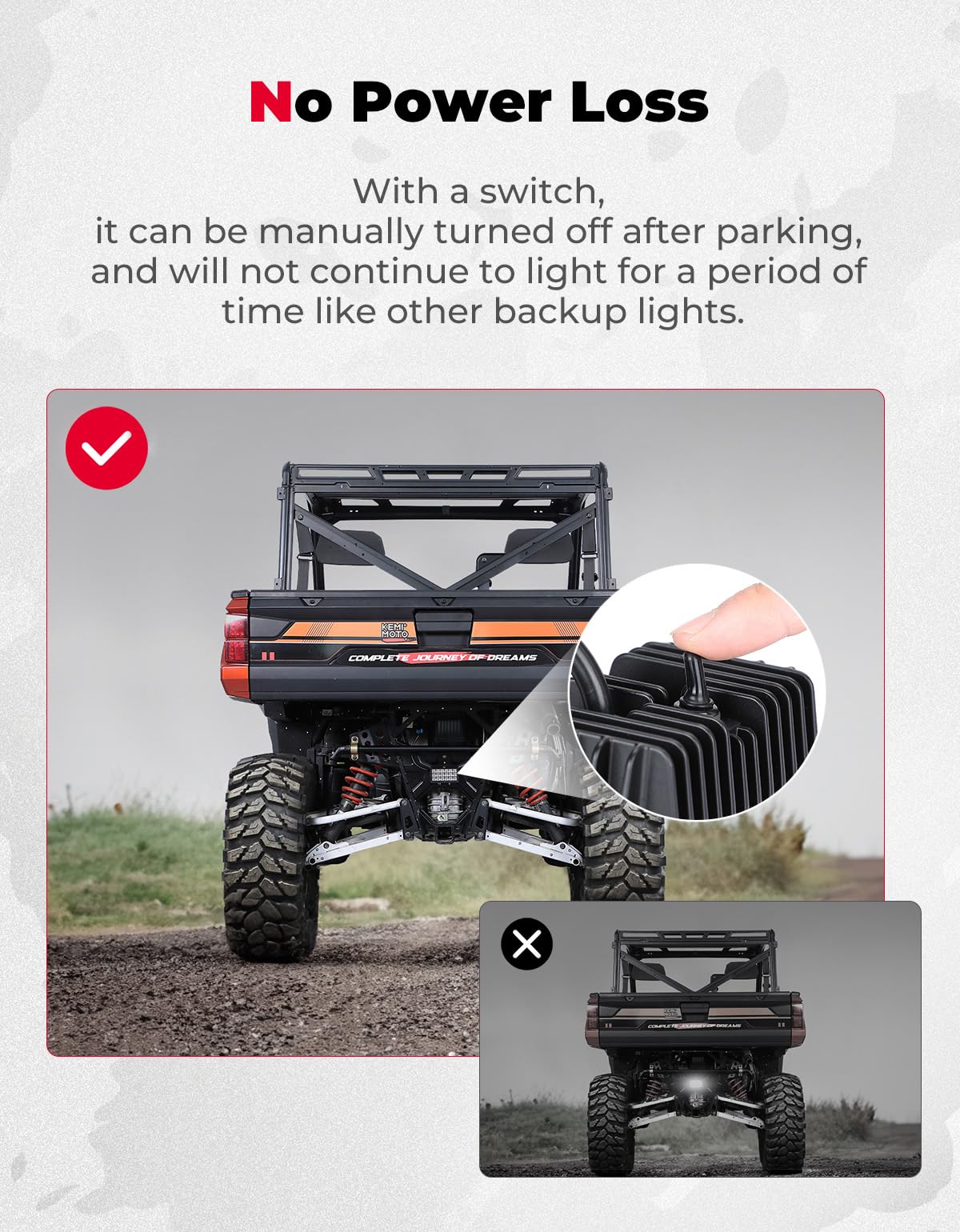 KEMIMOTO Ranger XP 1000 luce retromarcia LED 15W interruttore