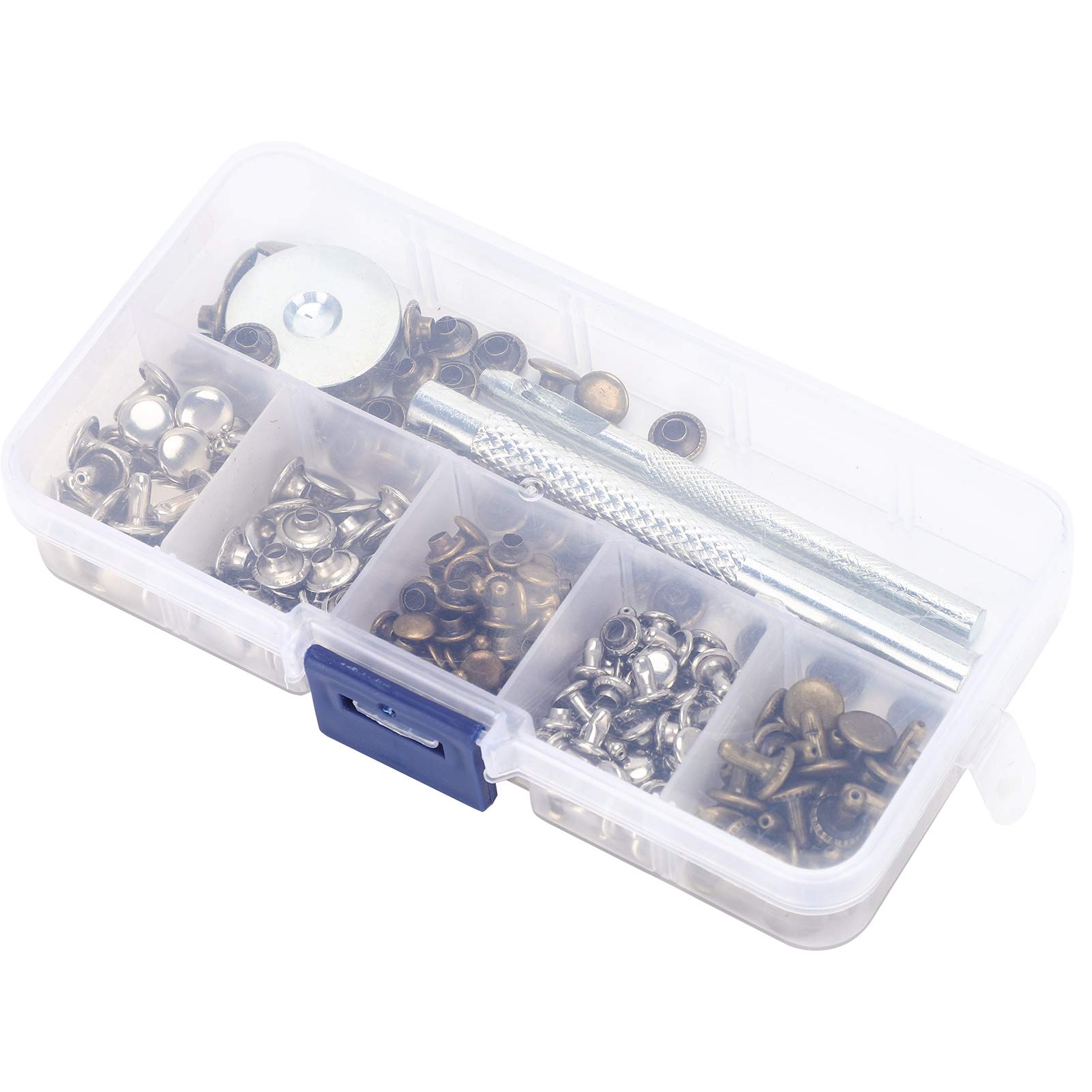 Kuuleyn Kit Rivetti Pelle 120 Pezzi 6/8mm Doppia Calotta