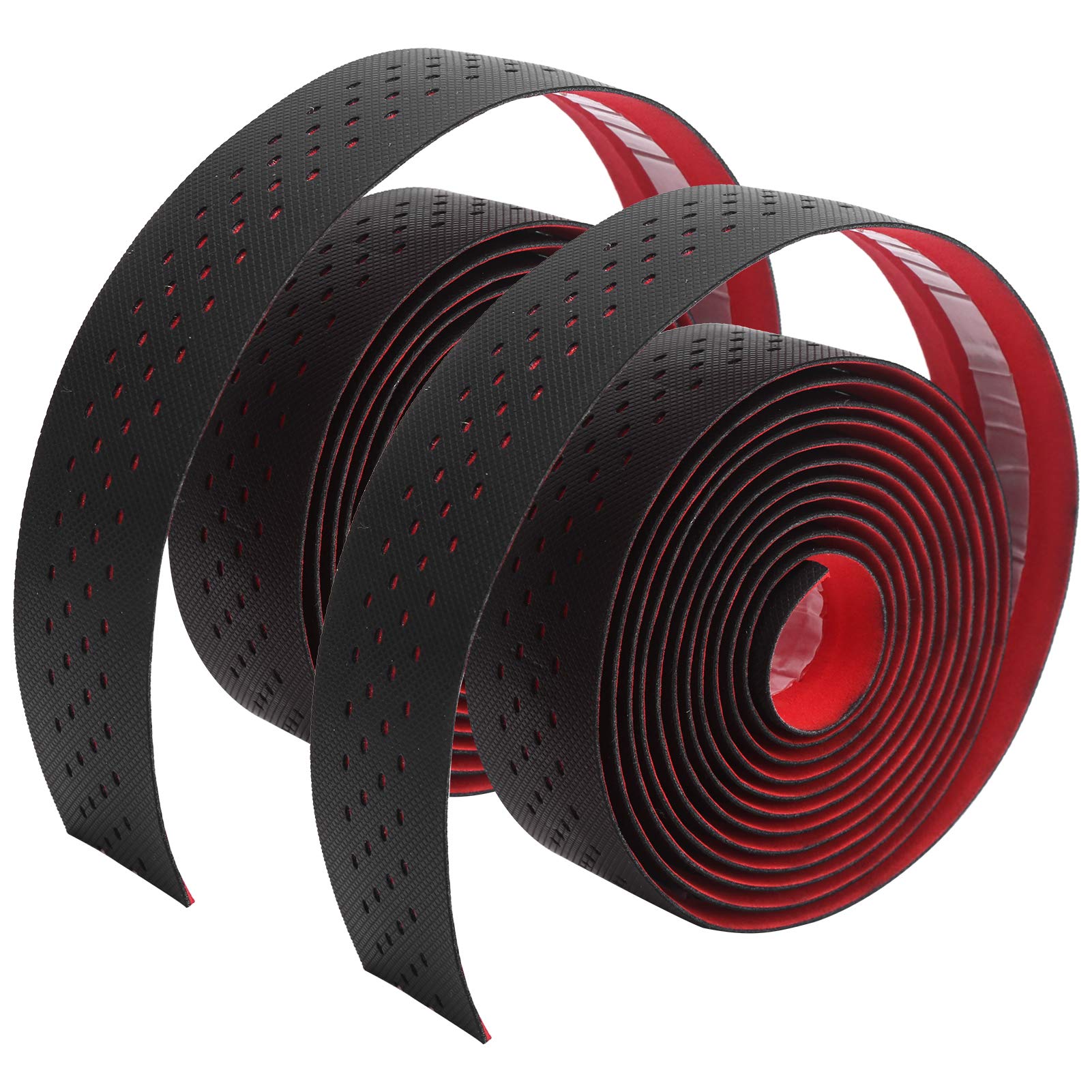 Kuuleyn Nastro Manubrio Bici Nero Rosso Coppia Antiscivolo