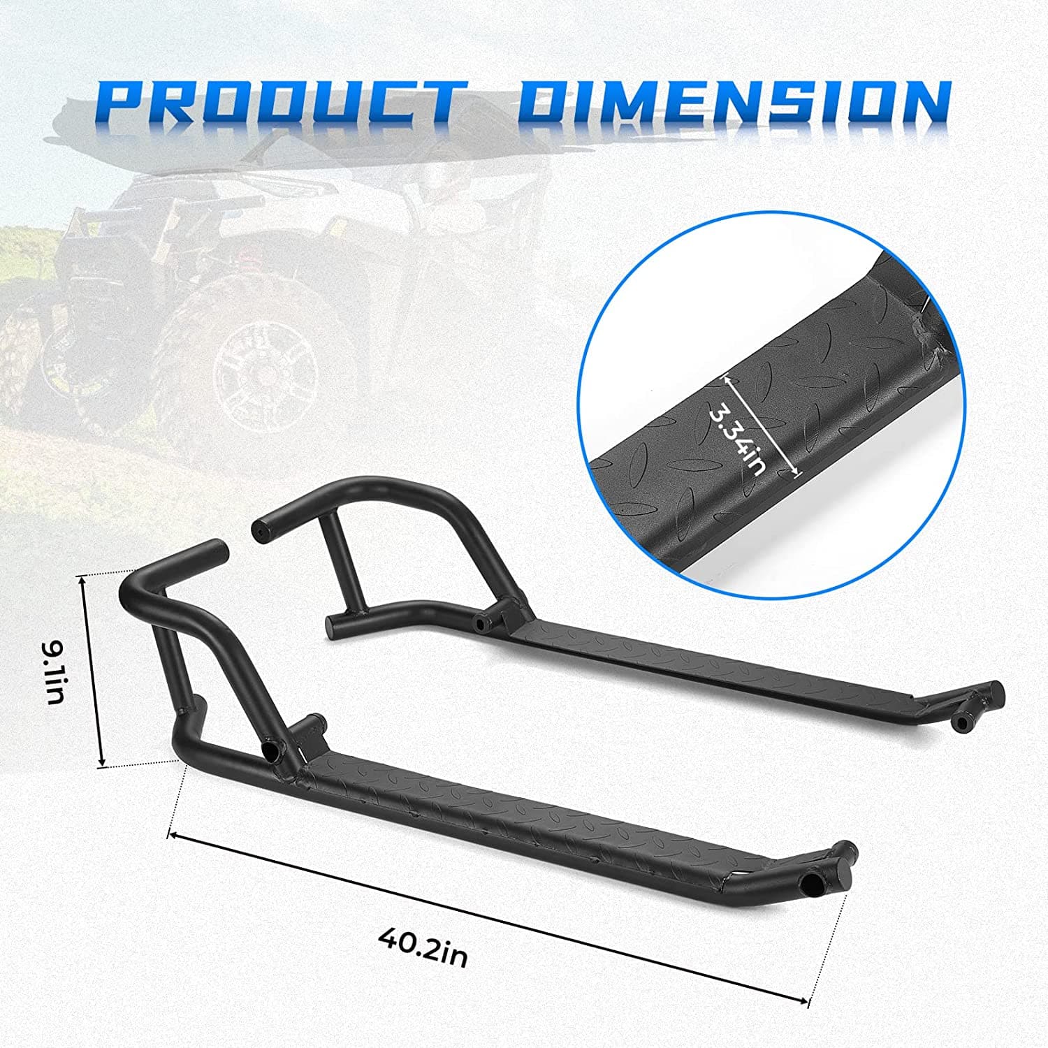 KEMIMOTO B0101-02201BK Pedane Laterali Ranger XP 1000 Acciaio