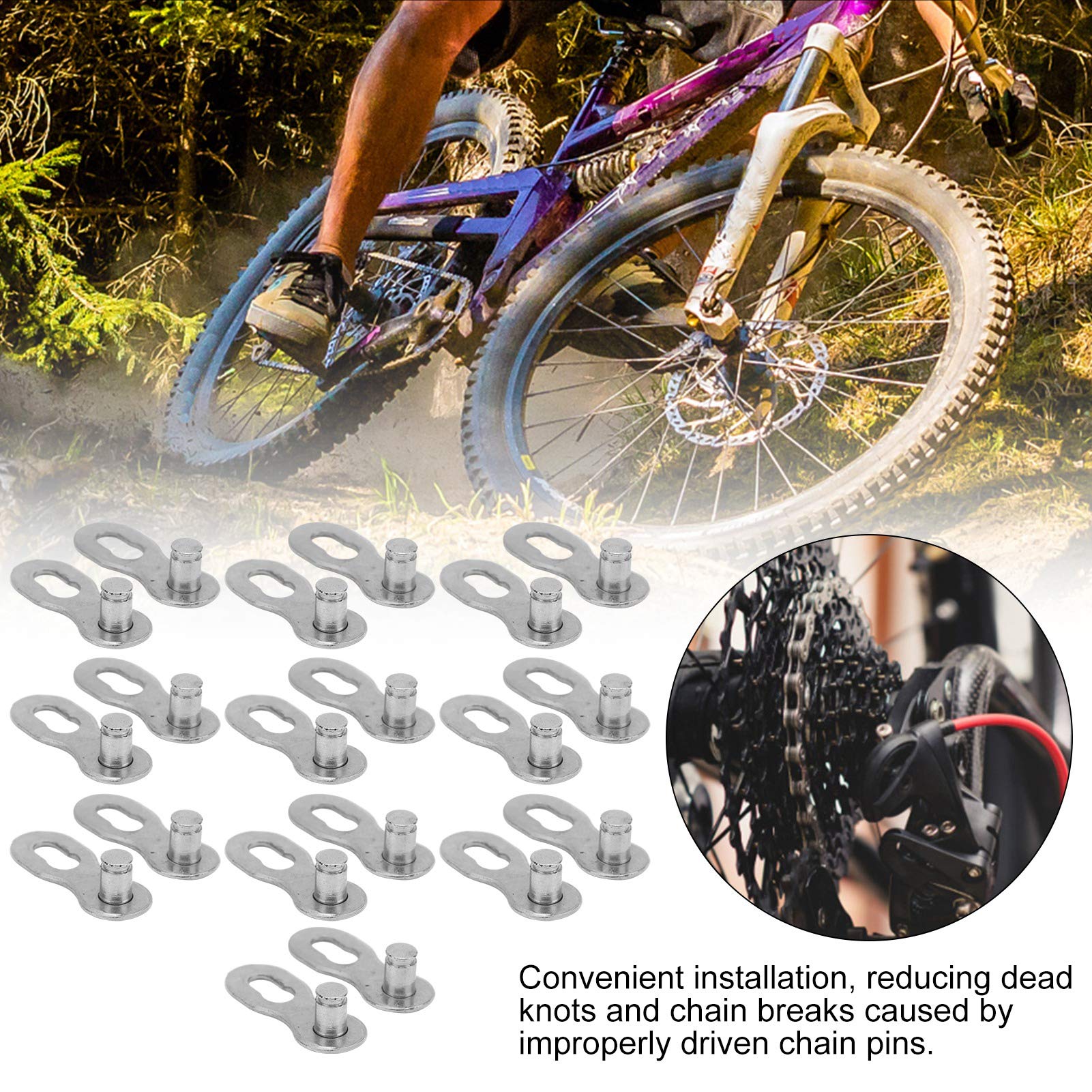 Kuuleyn 10 velocità maglia catena bici argento 10 paia