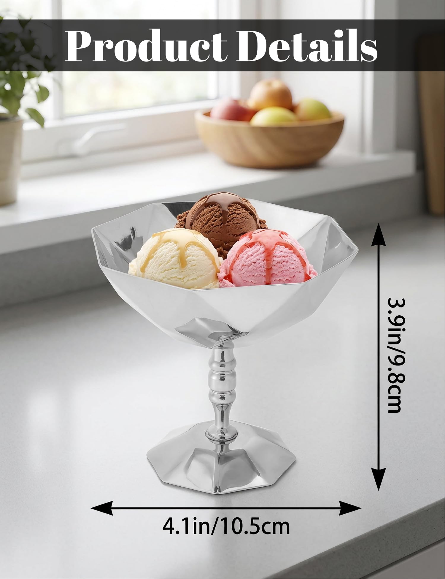 Hapivida coppa dessert acciaio inox base stabile set 2 pezzi