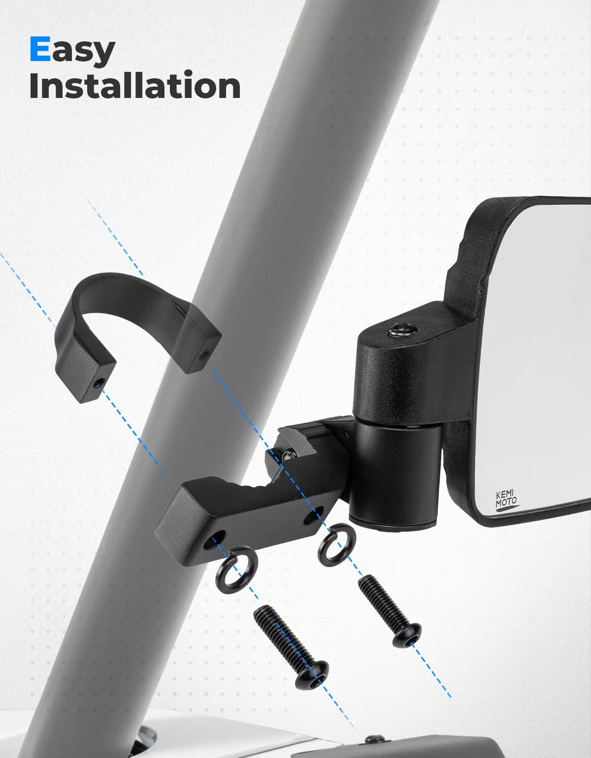 KEMIMOTO Specchietti Laterali UTV per Roll-Bar 42-51mm Antipioggia