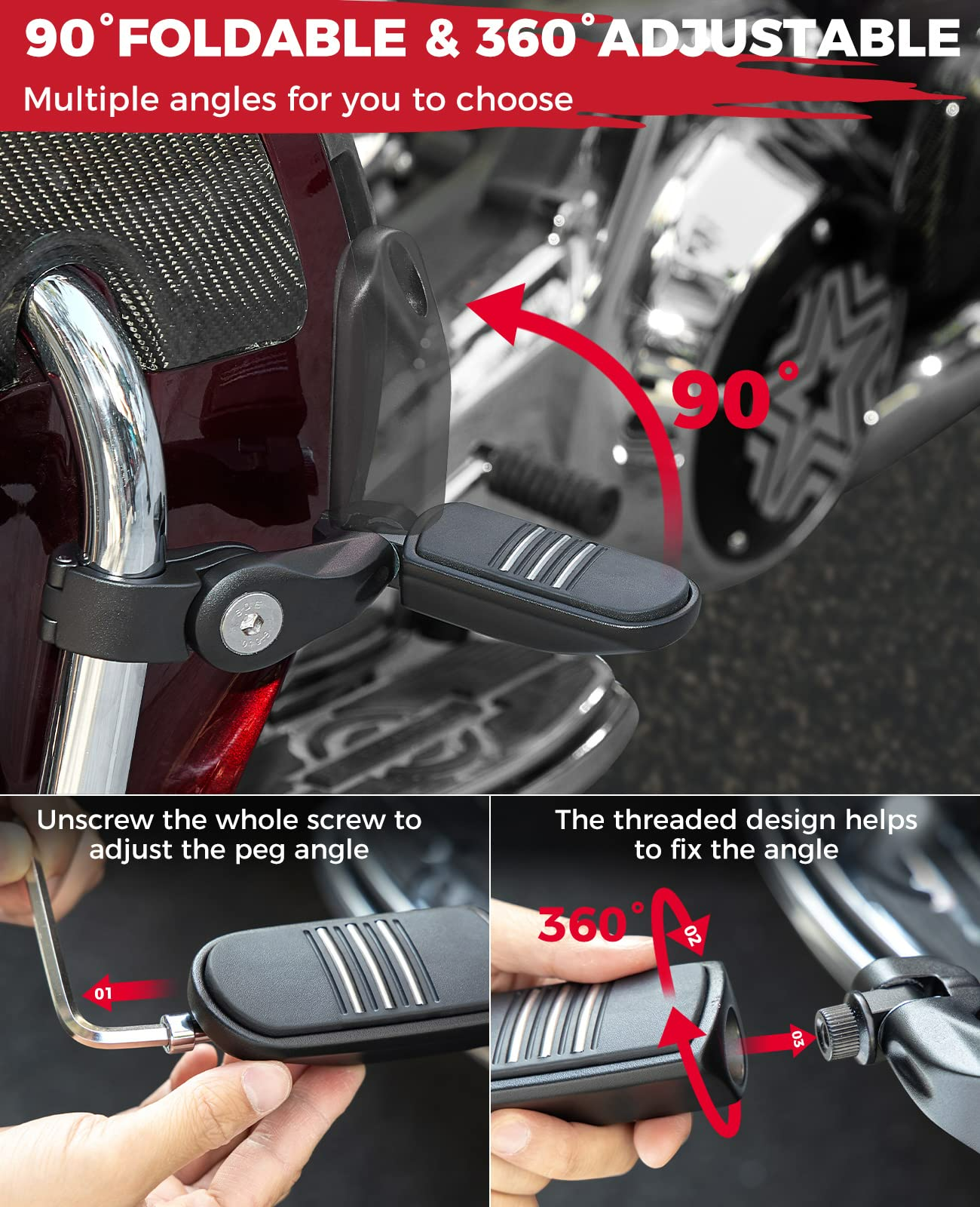 KEMIMOTO F1802-00402 pedane poggiapiedi moto nere 32 mm