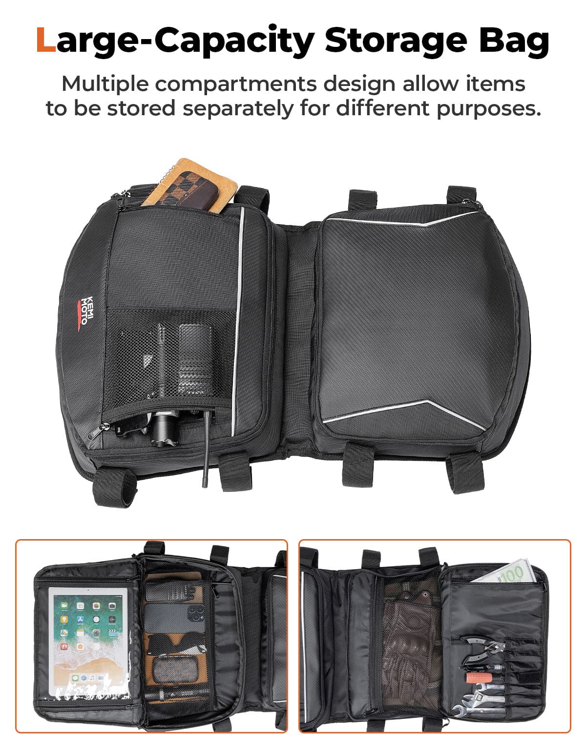 KEMIMOTO Maverick X3 borsa da tetto con porta tablet