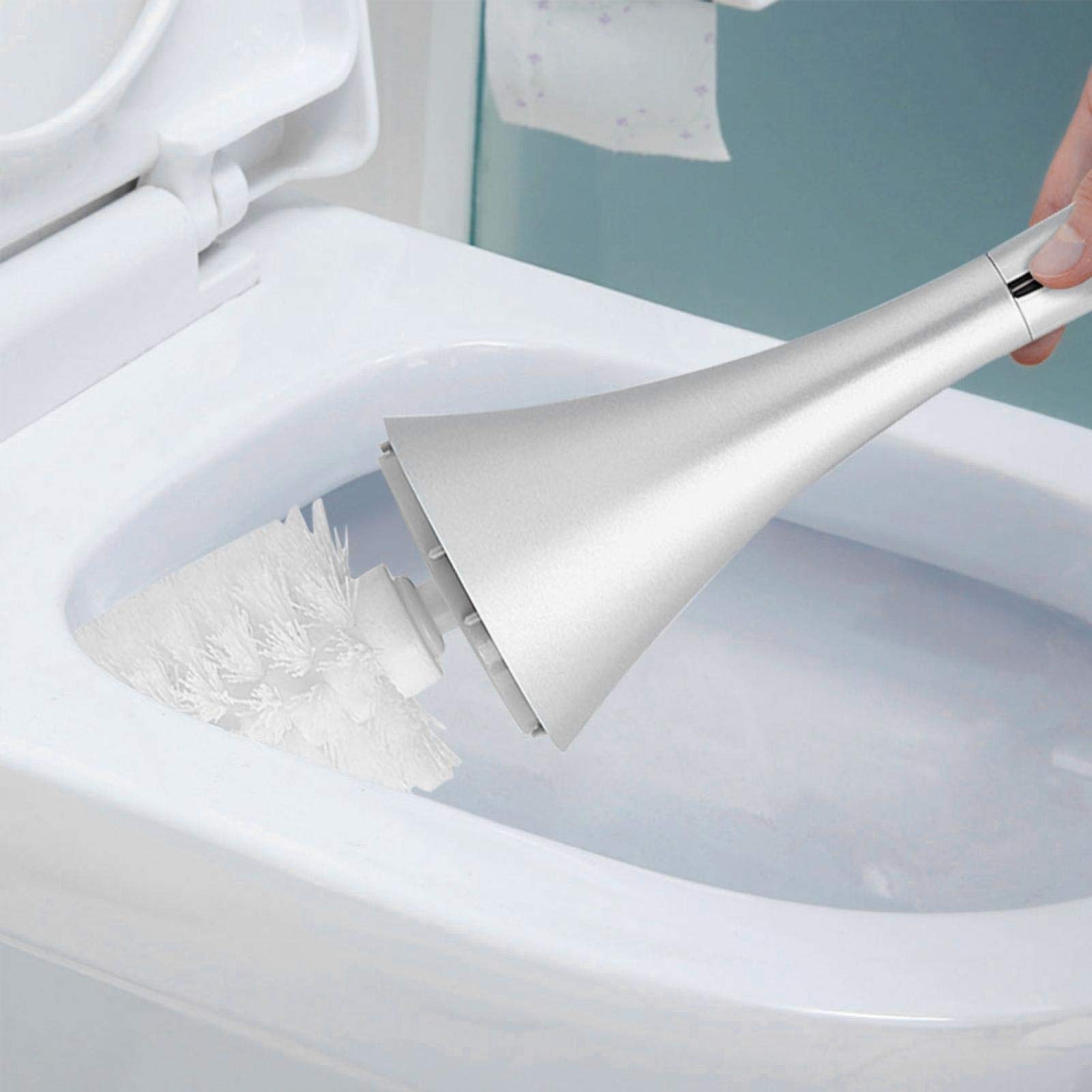 Kuuleyn scopino WC con base argento acciaio inox