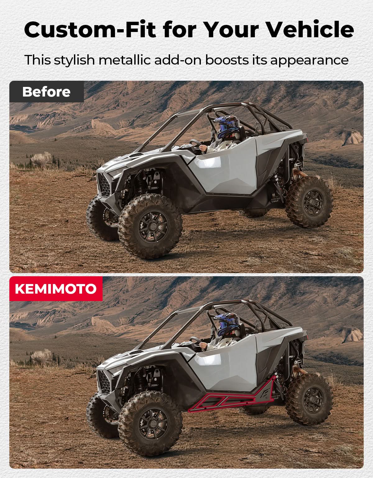 KEMIMOTO RZR PRO pedane laterali coppia 2020-2026 antiscivolo