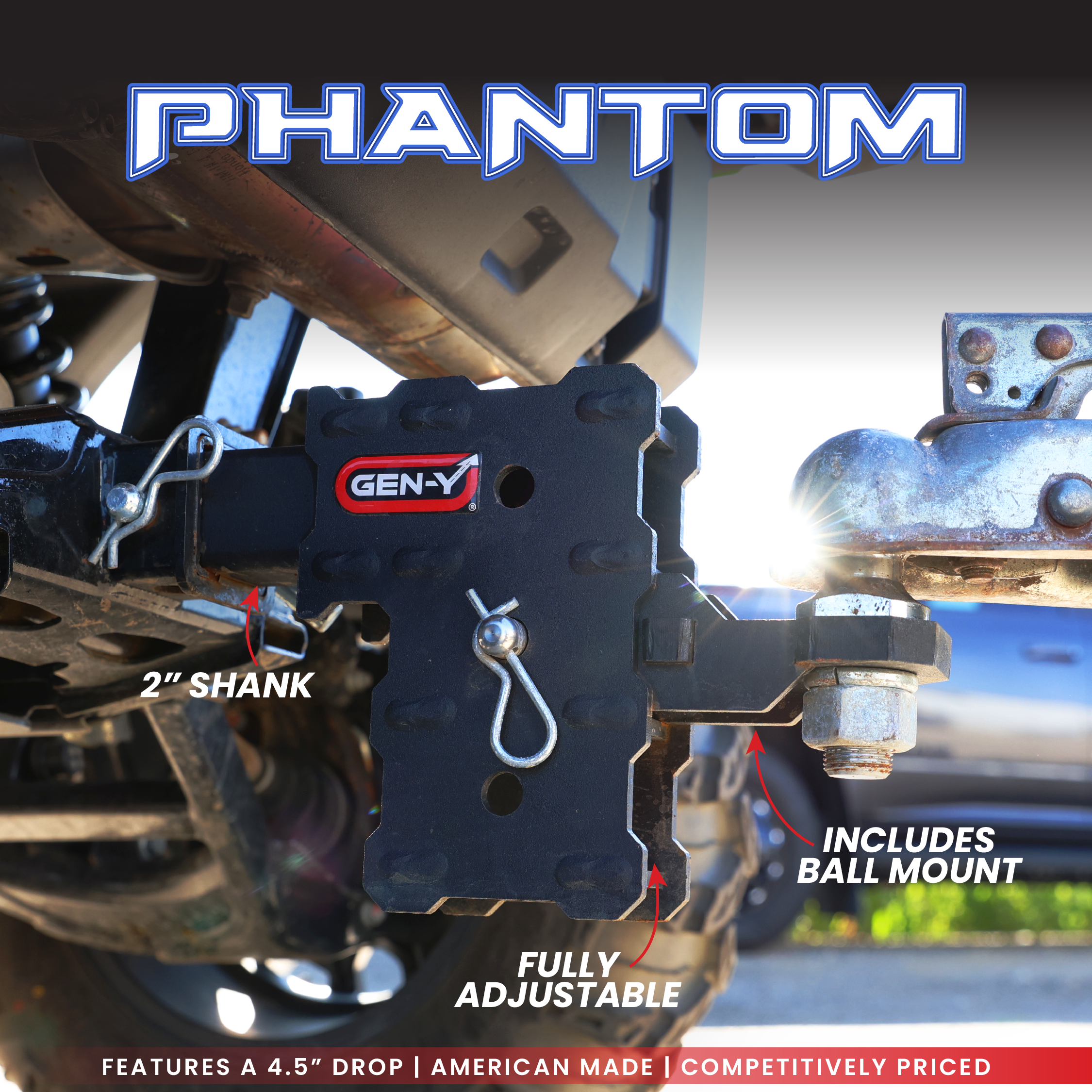 GEN-Y Hitch Phantom 5K gancio traino 2" caduta 4,5" regolabile