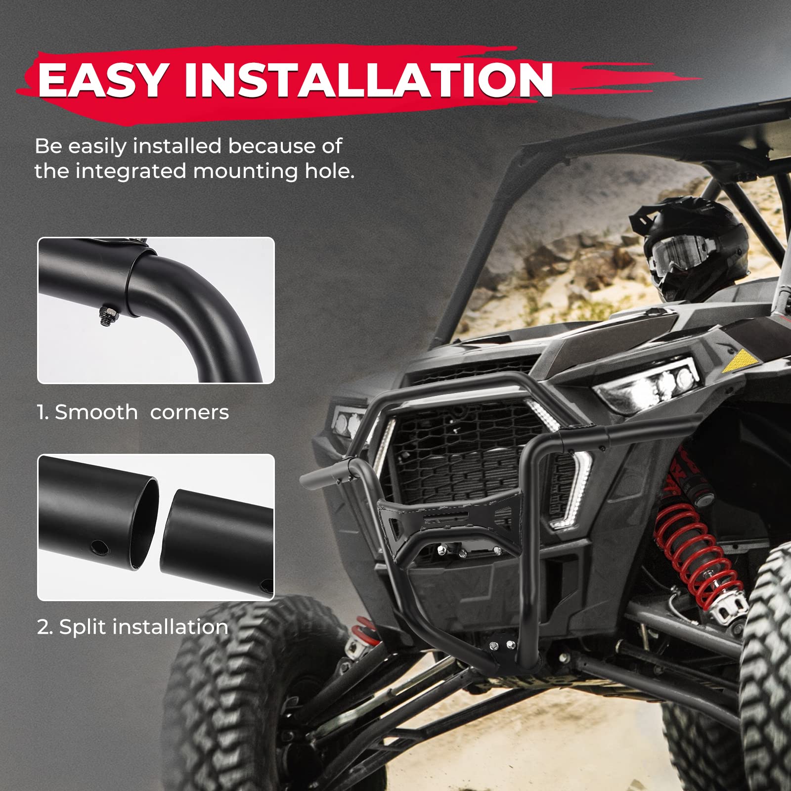 KEMIMOTO RZR XP 1000 paraurti anteriore ferro nero