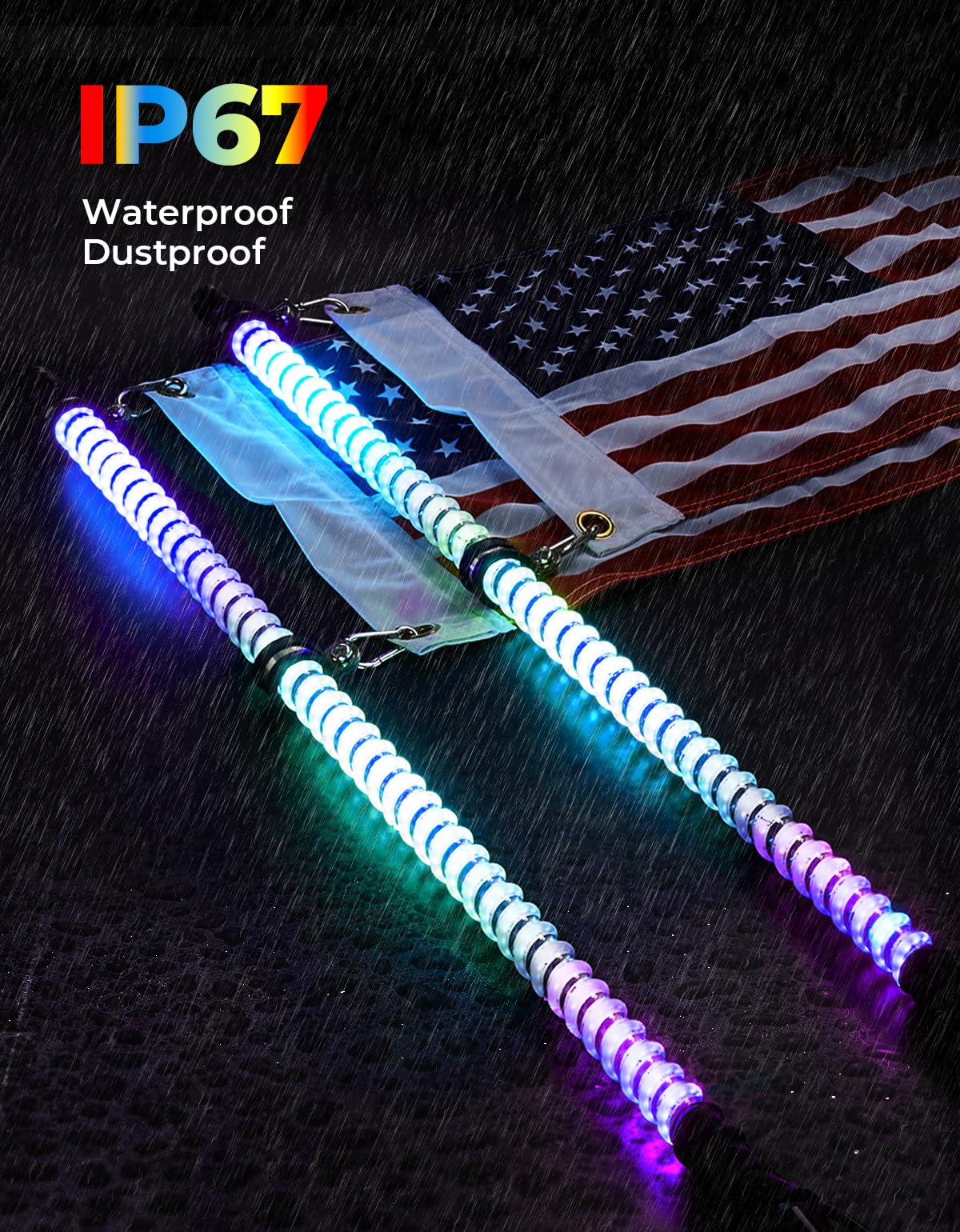 Kemimoto COB 4FT whip light LED 2 pezzi bluetooth