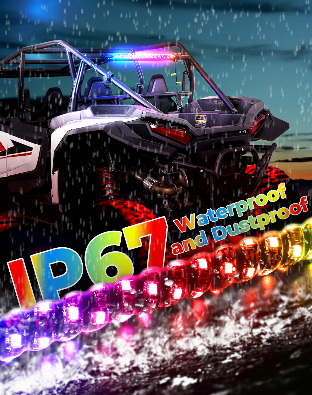 KEMIMOTO Barra LED Chase 30" Roll-Bar 38 mm con APP Freno
