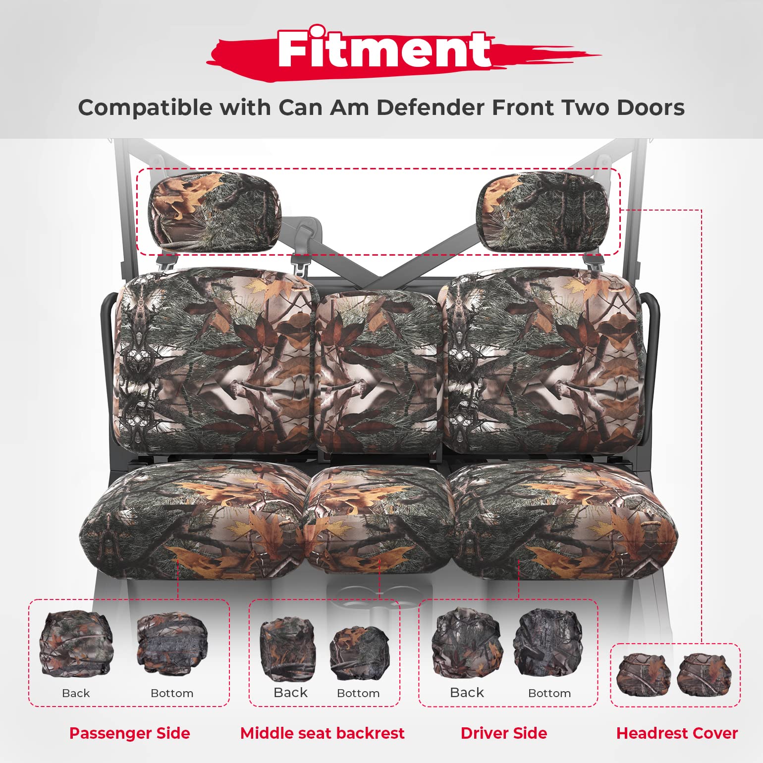 Kemimoto Defender coprisedile mimetico 8 pezzi