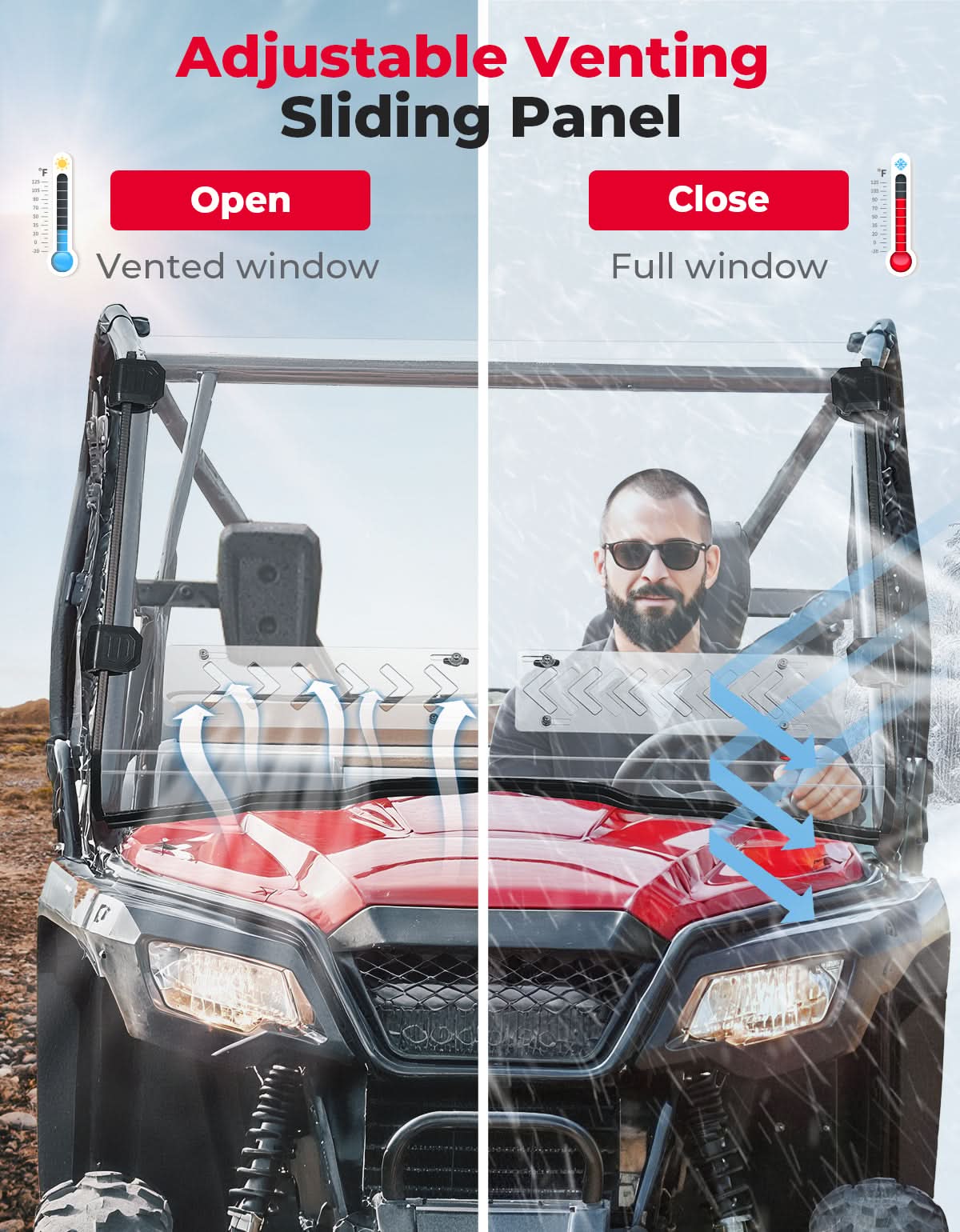 KEMIMOTO Parabrezza Anteriore Pioneer 500 520 scorrevole