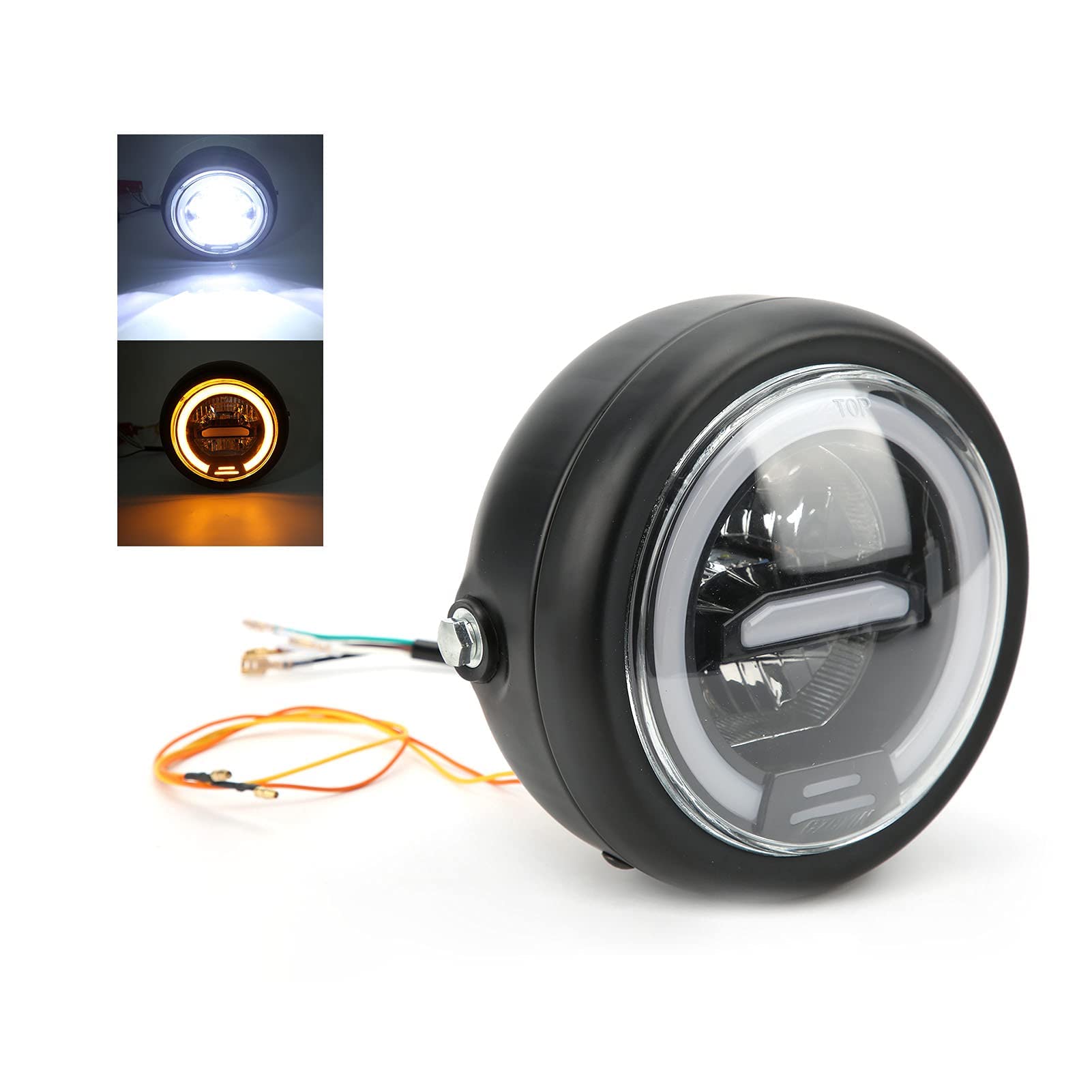 Hapivida Faro Moto LED Rotondo 6,5 Pollici Nero 12-24V Angel Eyes