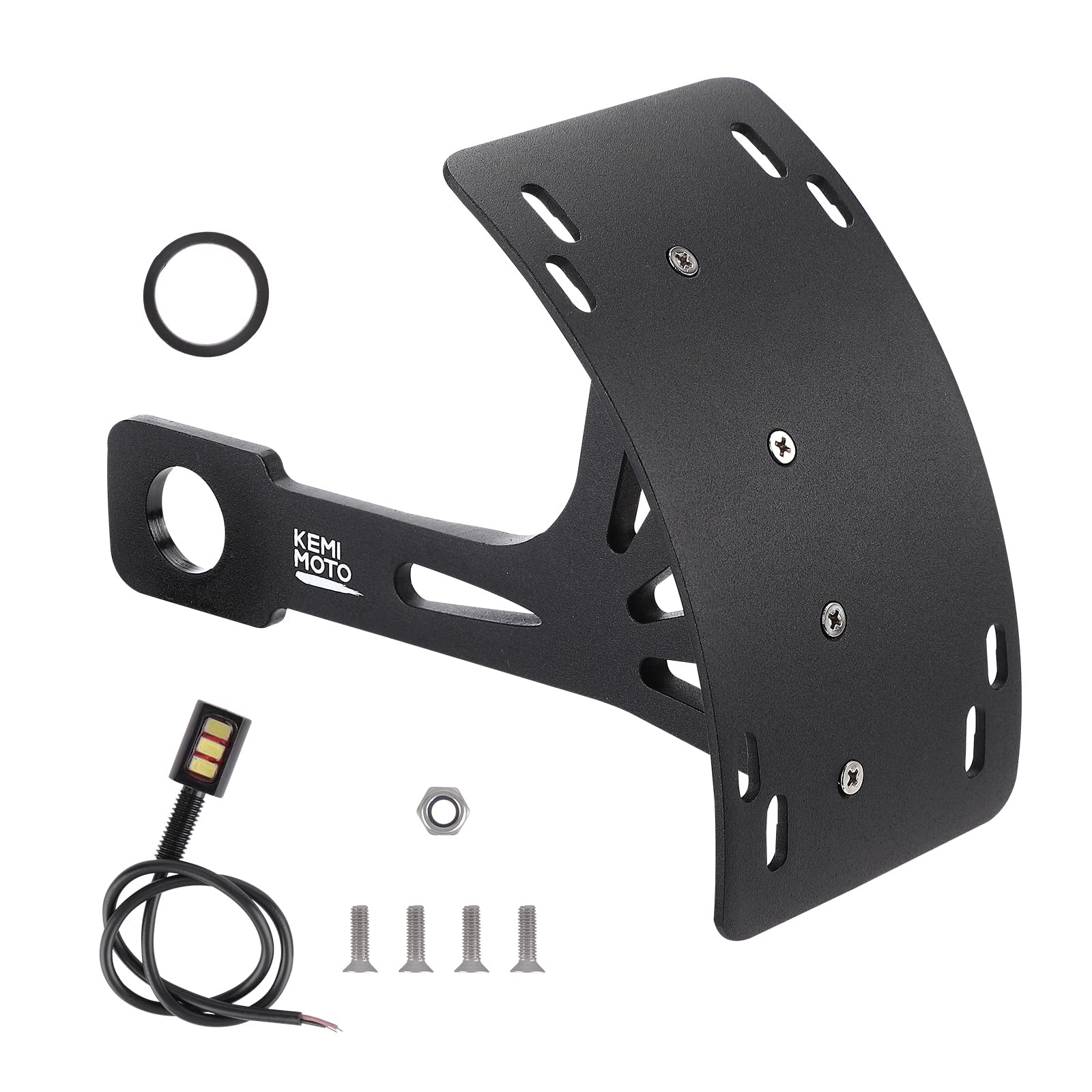 Kemimoto portatarga moto universale nero con luce LED