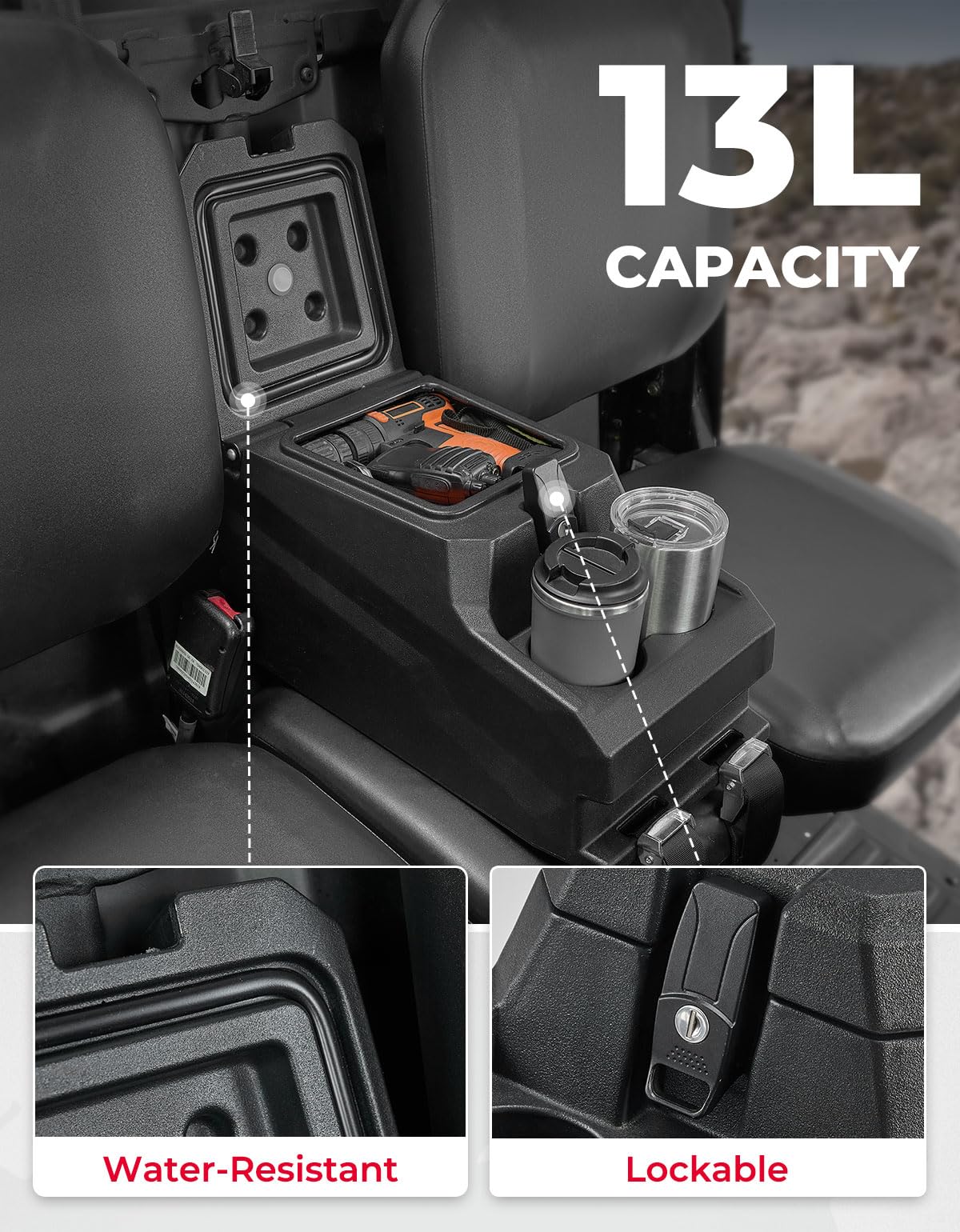 KEMIMOTO Defender HD bracciolo console box 13L con serratura