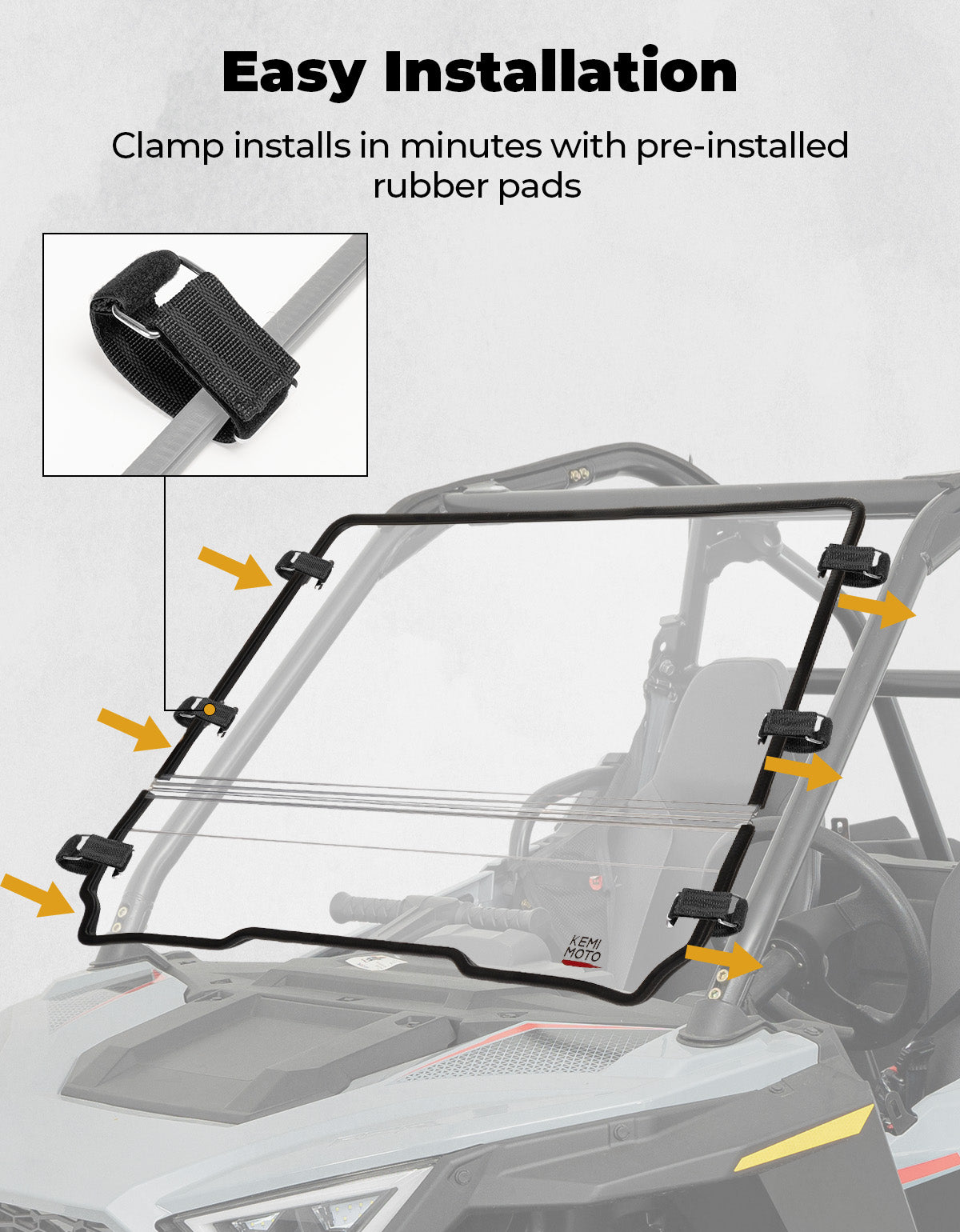 KEMIMOTO parabrezza pieghevole UTV per Polaris RZR 200