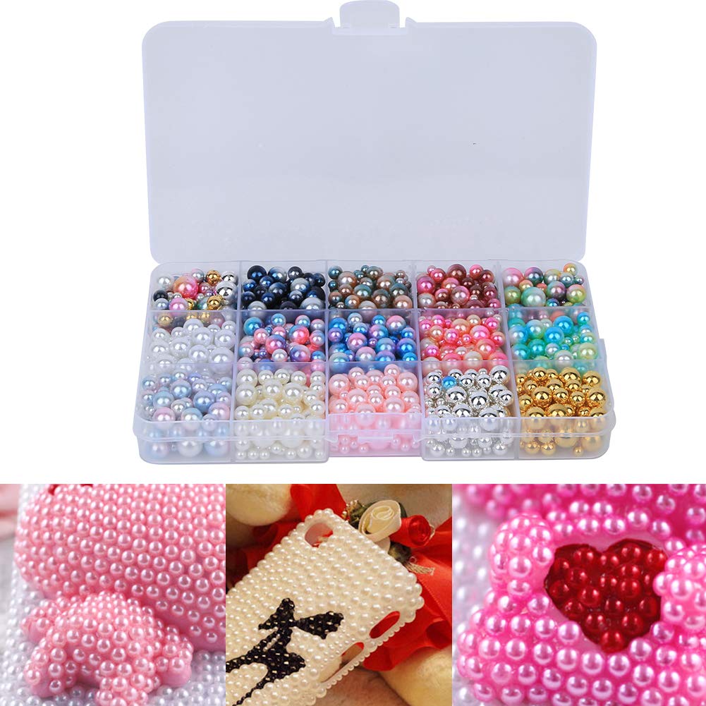 AOWINHIT Perle Finte ABS 4-10 mm 1140 Pezzi colorati