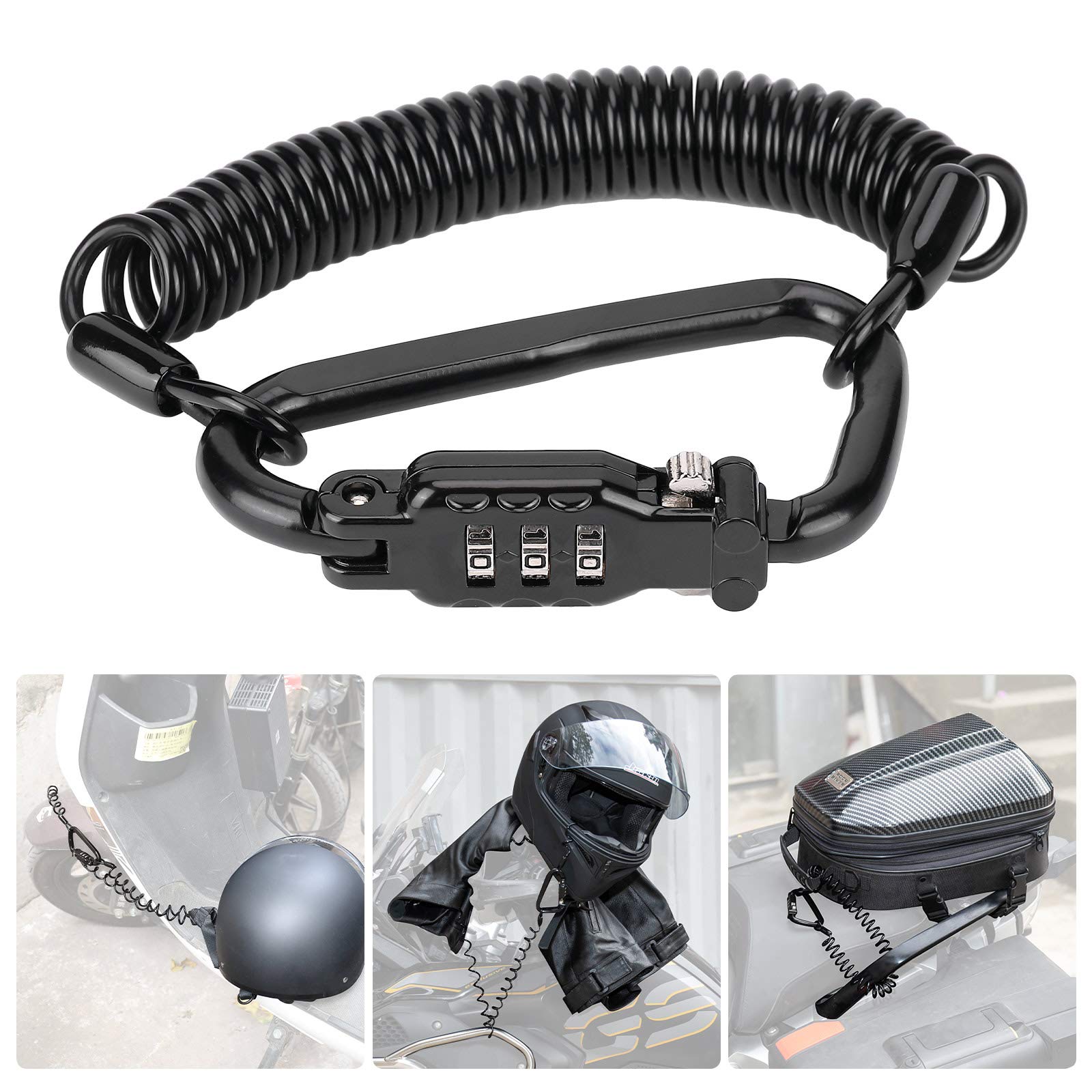 Kemimoto lucchetto casco moto a combinazione con cavo