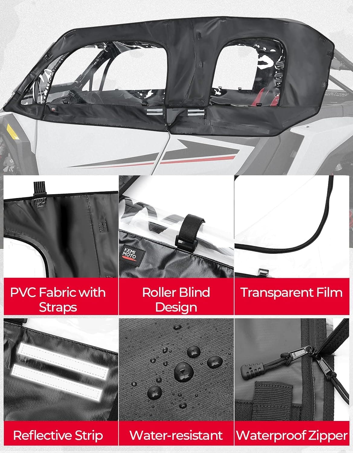 KEMIMOTO RZR XP 4 1000 porte superiori morbide con finestra