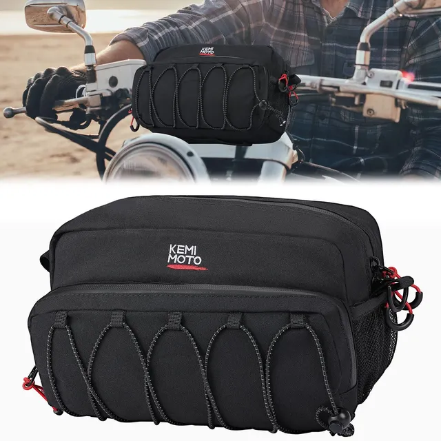 KEMIMOTO borsa manubrio moto universale con tasca occhiali