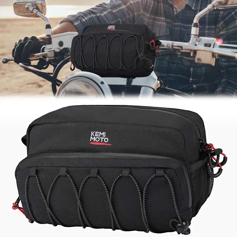 KEMIMOTO borsa manubrio moto universale con tasca occhiali