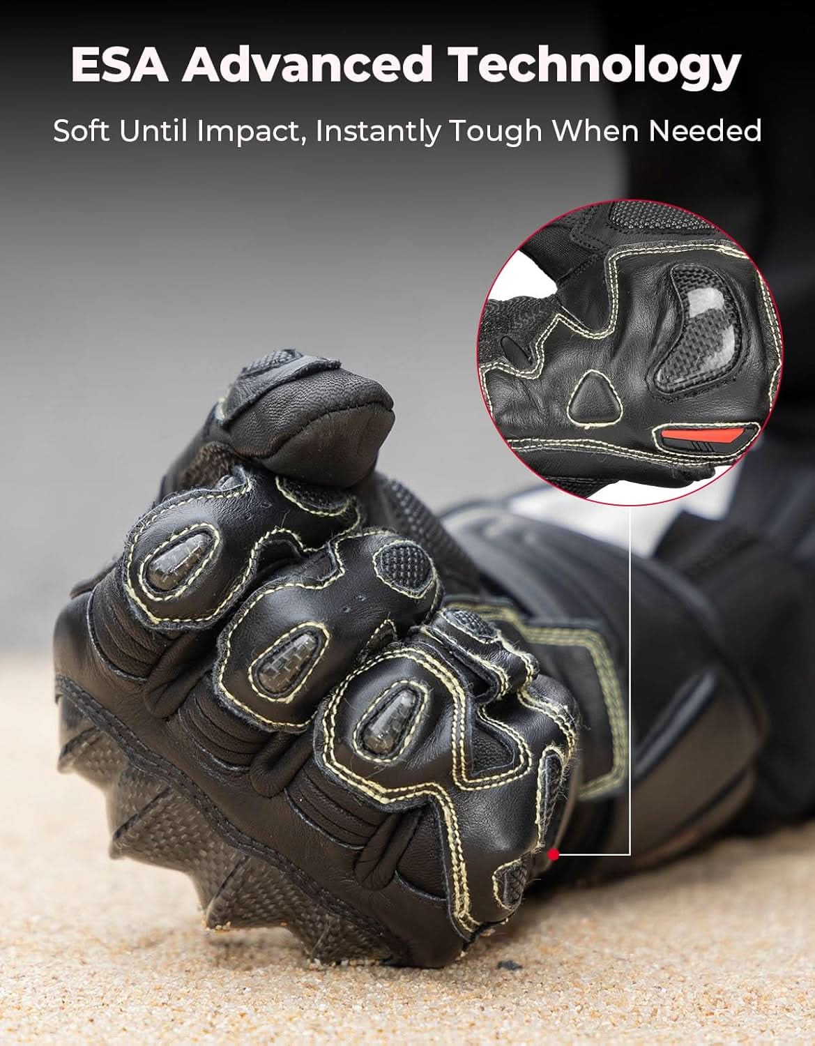 Kemimoto guanti moto pelle neri kevlar touch