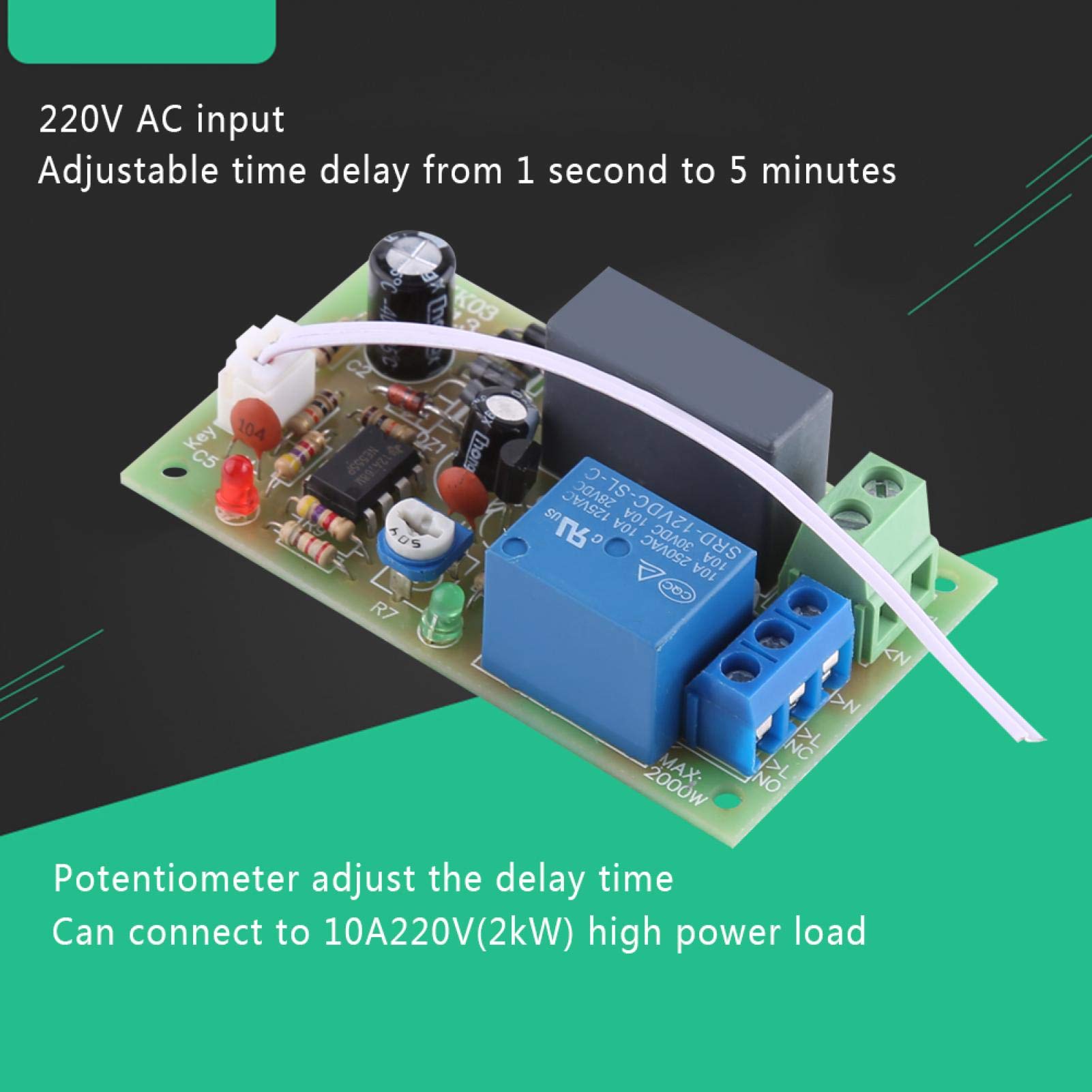 Kuuleyn Modulo Relè Temporizzato AC 220V 1-60 Secondi