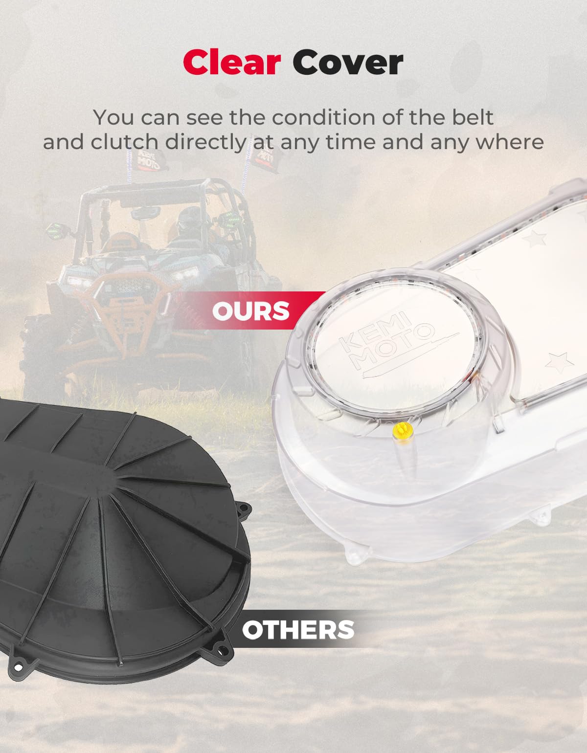 KEMIMOTO Coperchio Frizione Esterno RGB per Polaris RZR Ranger