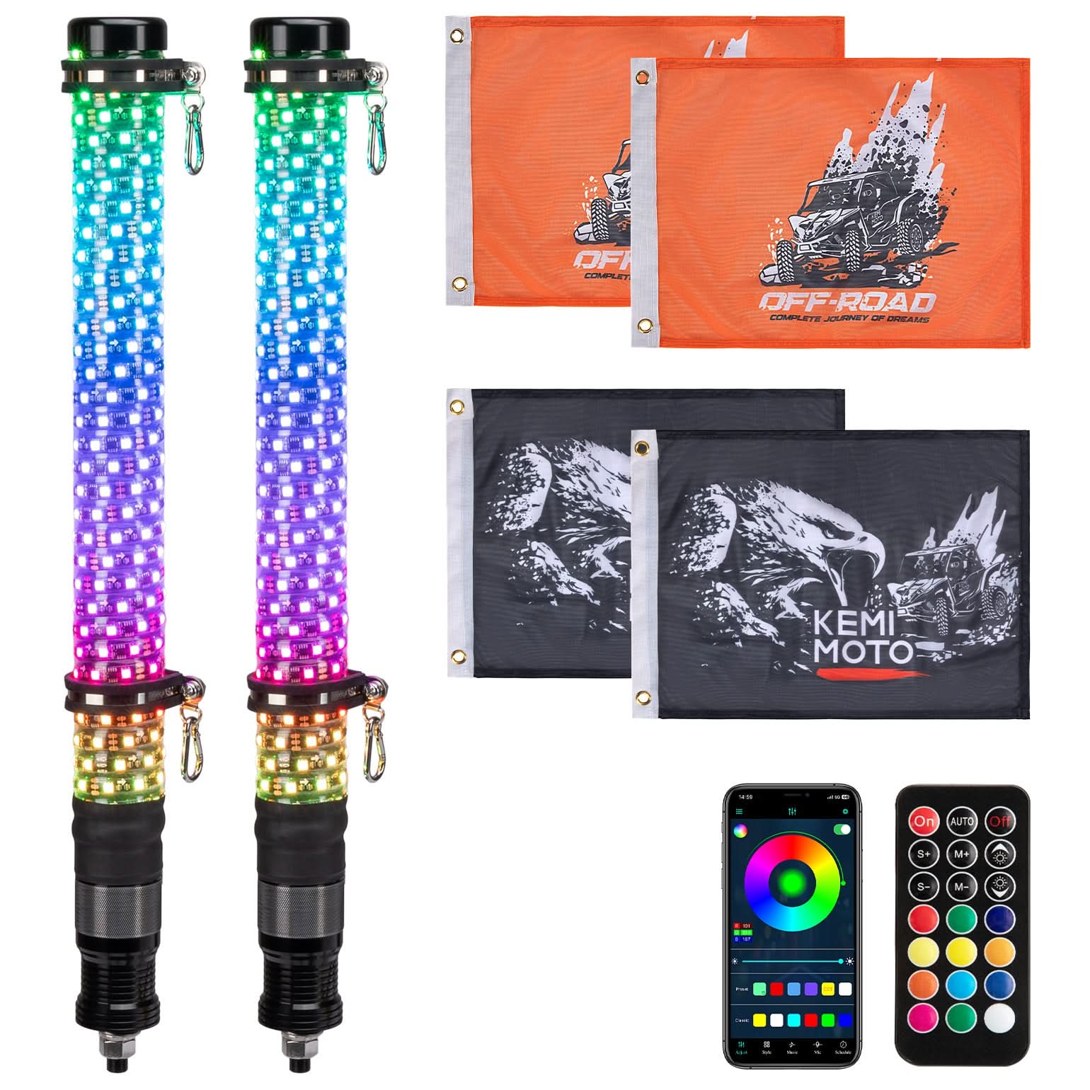 KEMIMOTO Fat Whip 2FT whip light LED 2 pezzi con freccia