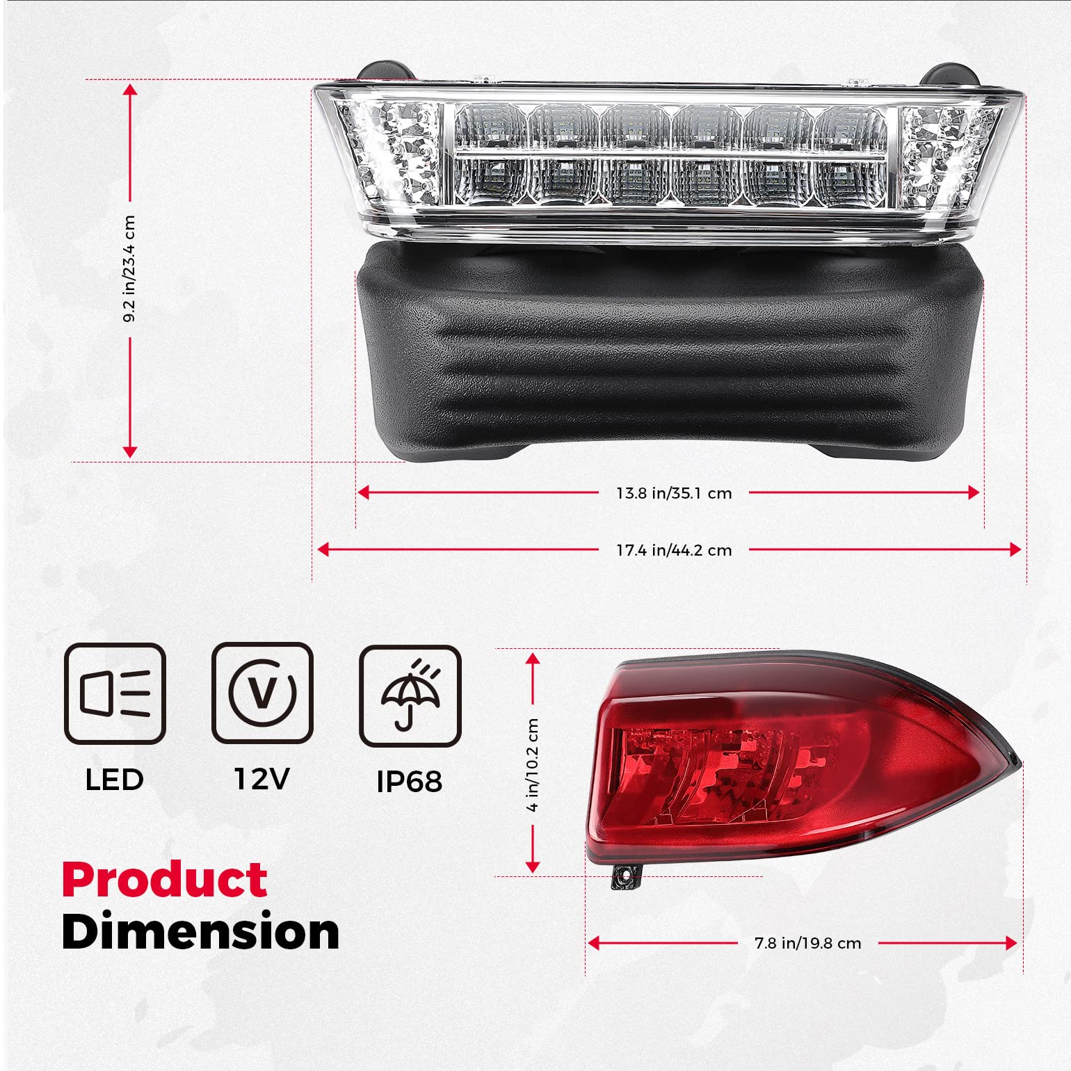 KEMIMOTO B1406-03801BK kit fari LED per Club Car Precedent 12V