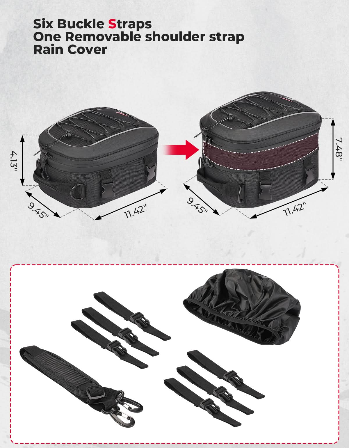Kemimoto 7-14L borsa codone moto espandibile impermeabile