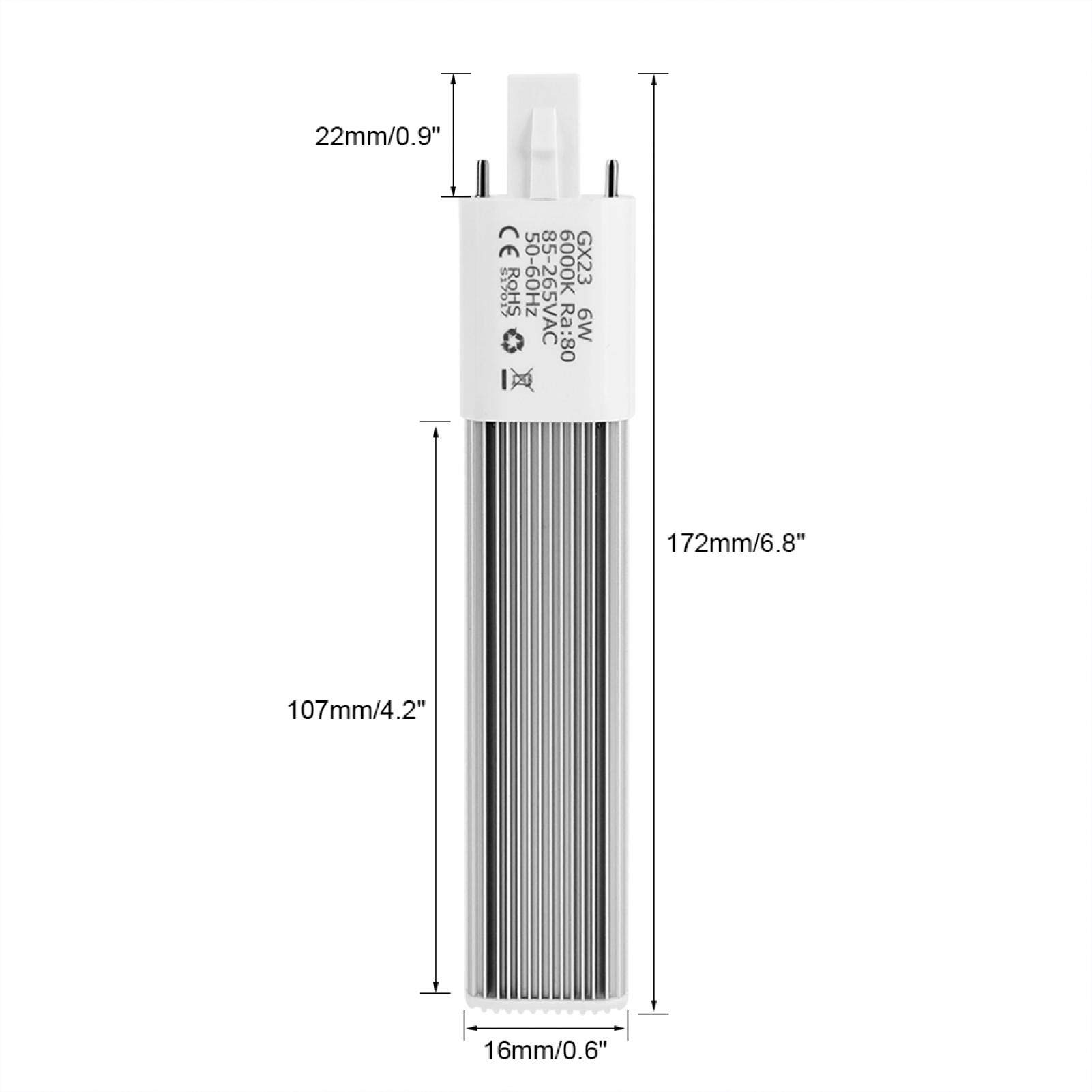 Kuuleyn Lampadina LED Tubo 6W GX23 luce fredda 6000K