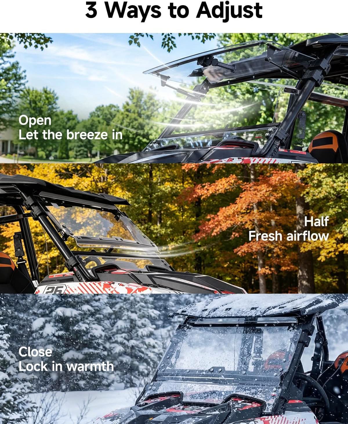 KEMIMOTO RZR XP 1000 Parabrezza Ribaltabile 3-in-1 2019-2023