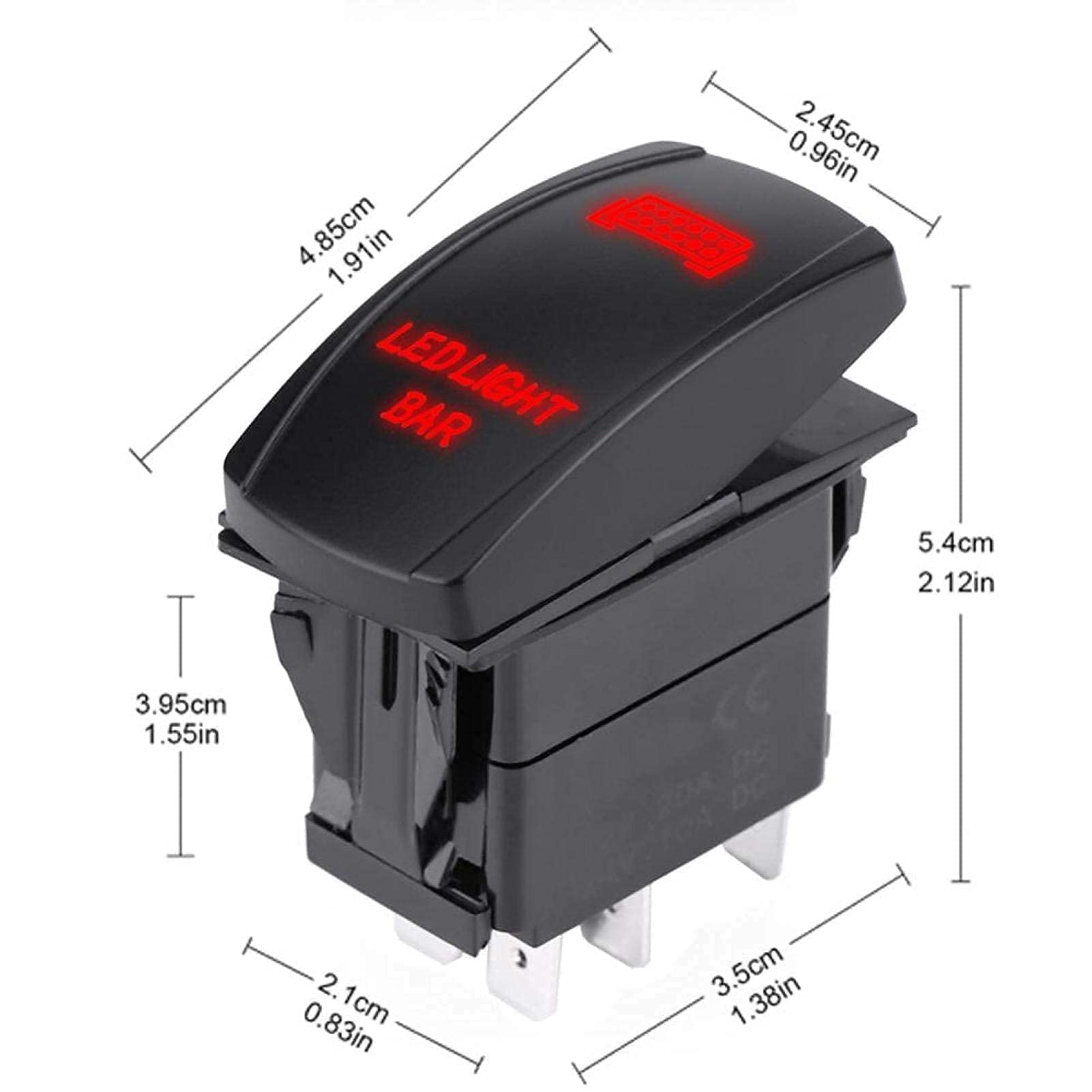 Kuuleyn Interruttore a Bilanciere Impermeabile Rosso 12V 24V