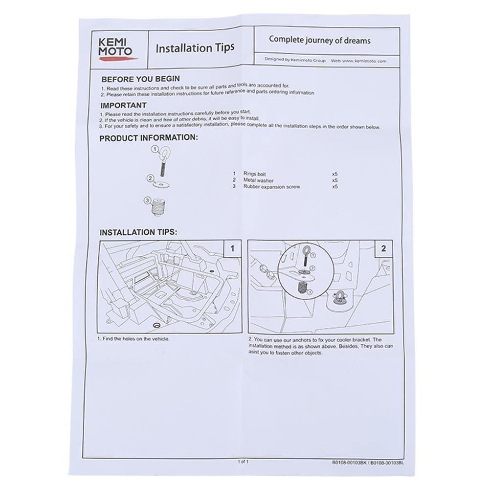 KEMIMOTO B0108-00103BK ganci ancoraggio neri foro 1 pollice