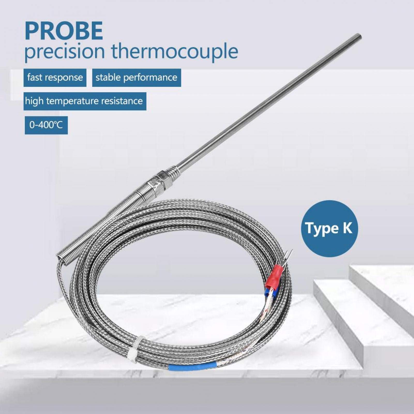 Kuuleyn Tipo K termocoppia M8 150mm 2pz cavo 5m 400°C