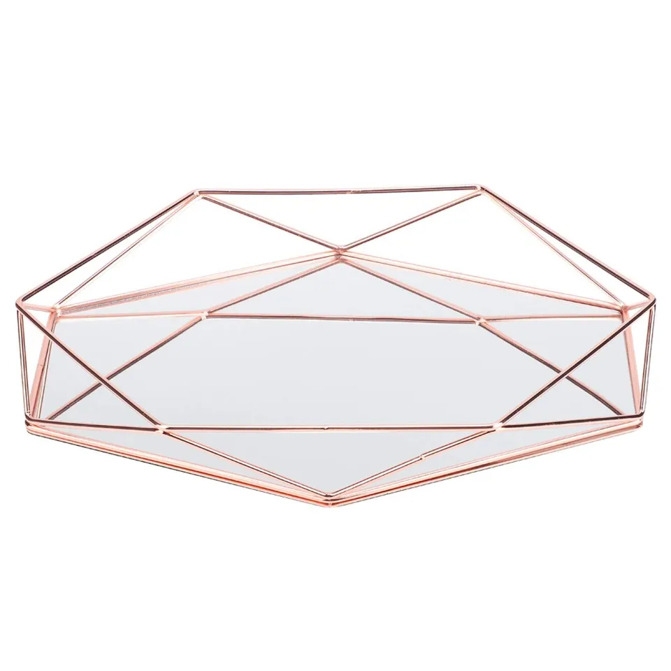Kuuleyn Vassoio Specchio Gioielli Oro Rosa Trucco