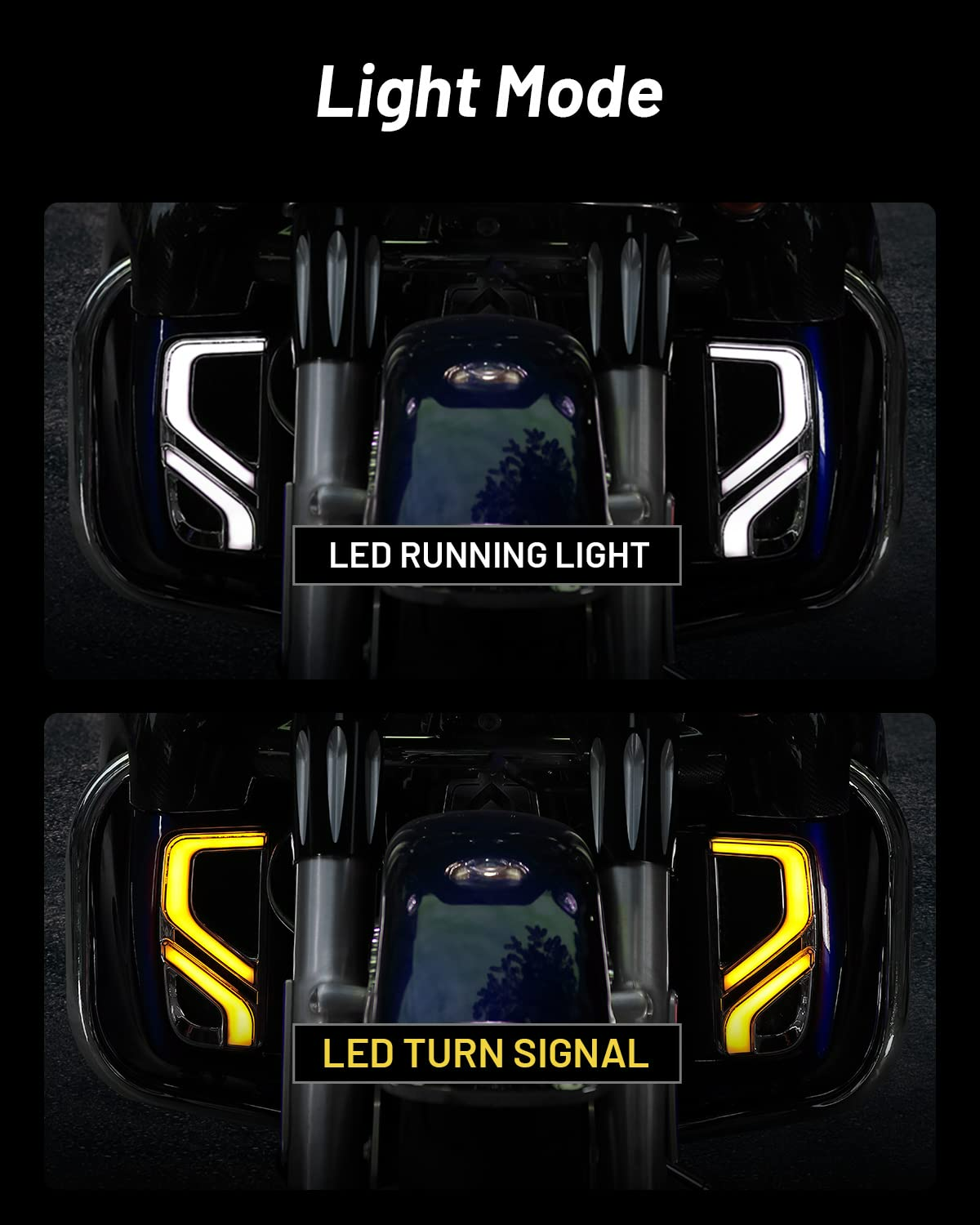 KEMIMOTO Touring Frecce LED Moto Nere Luce Diurna